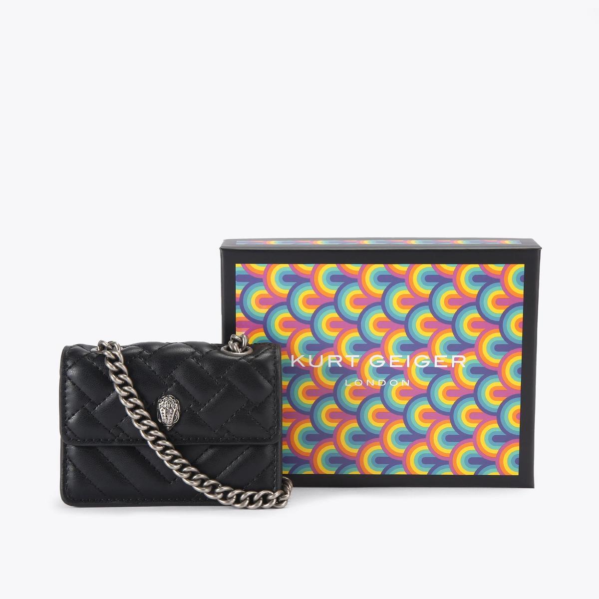 MICRO KENSINGTON Black Micro Quilted Cross Body Bag by KURT GEIGER LONDON