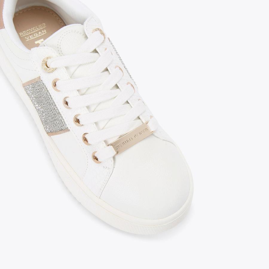 LIGHTER GEM White Vegan Embellished Chunky Sneakers by KG KURT GEIGER