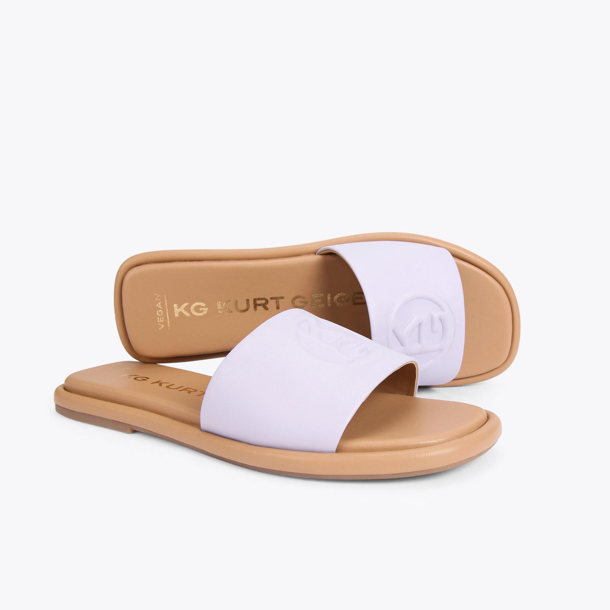 ROGAN MONOGRAM White Flat Sandals by KG KURT GEIGER