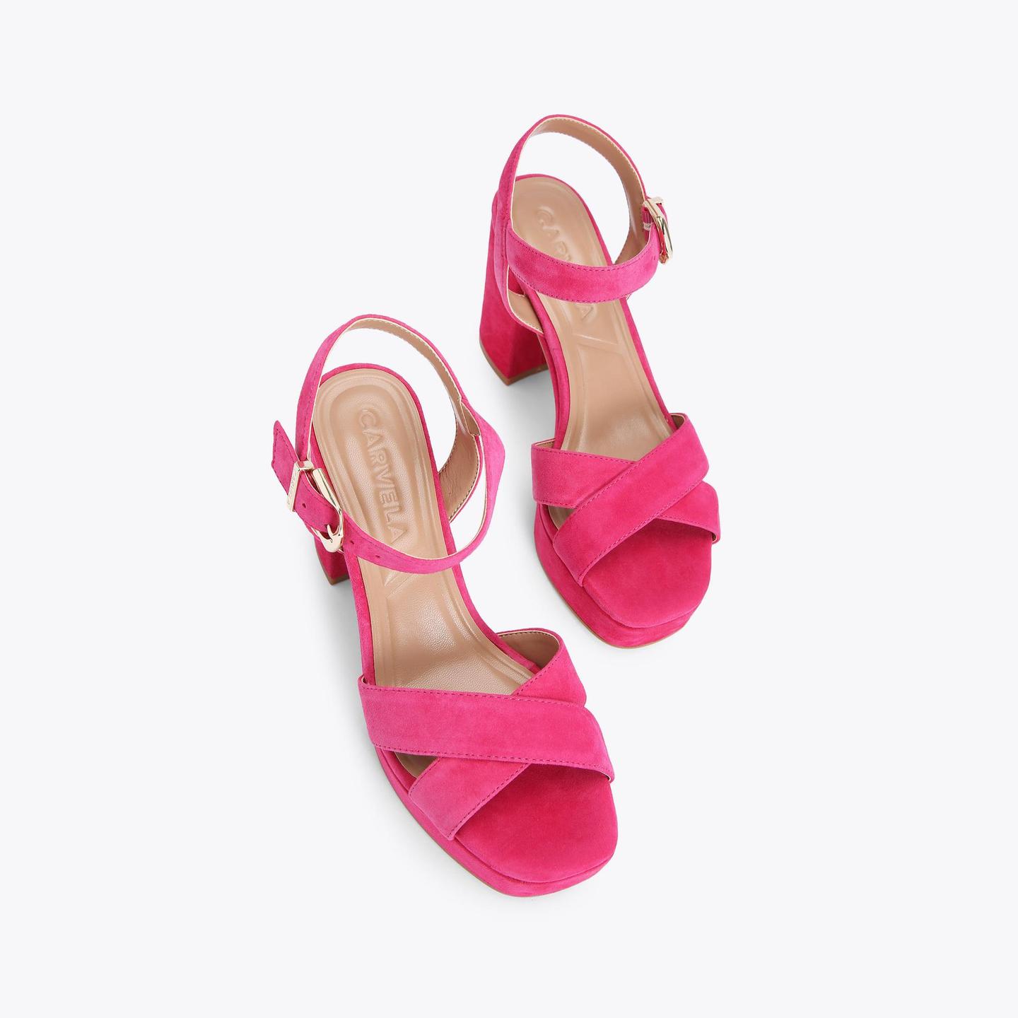 SERAFINA 100 Pink Suede Platform Sandals by CARVELA