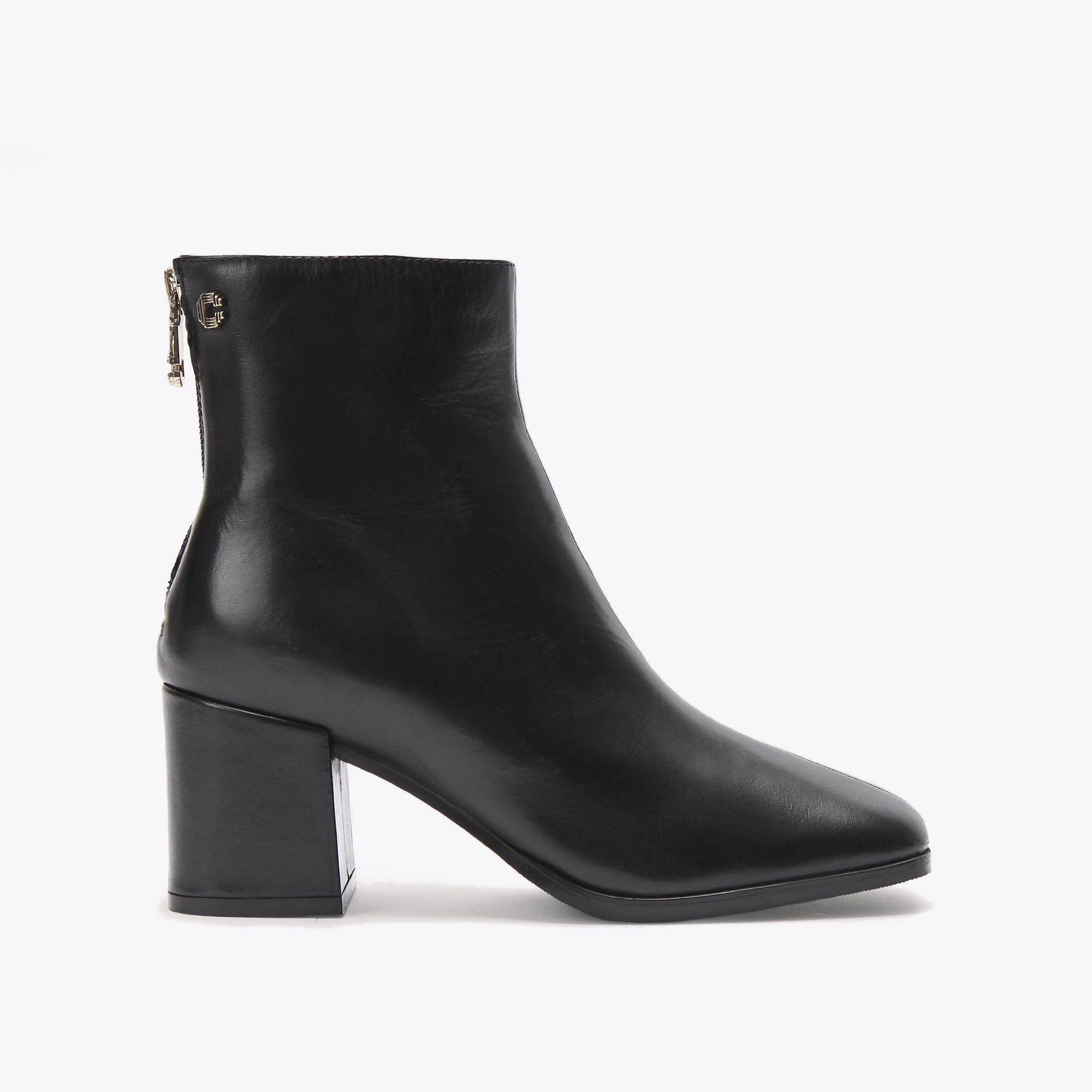 SOOTHE ANKLE Black Leather Block Heel Ankle Boot by CARVELA COMFORT