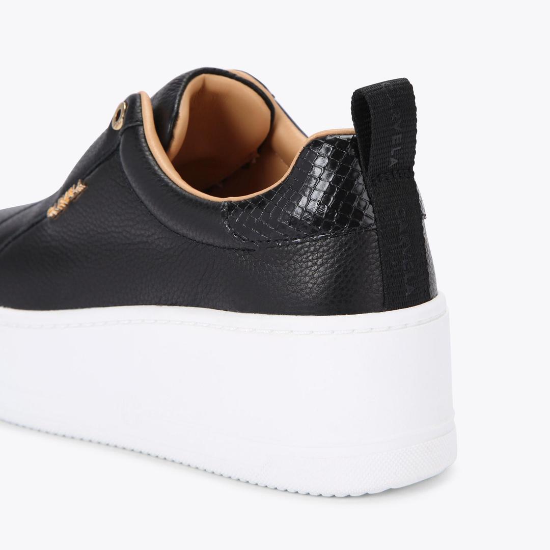 CONNECTED LACELESS Black Leather Trainers by CARVELA