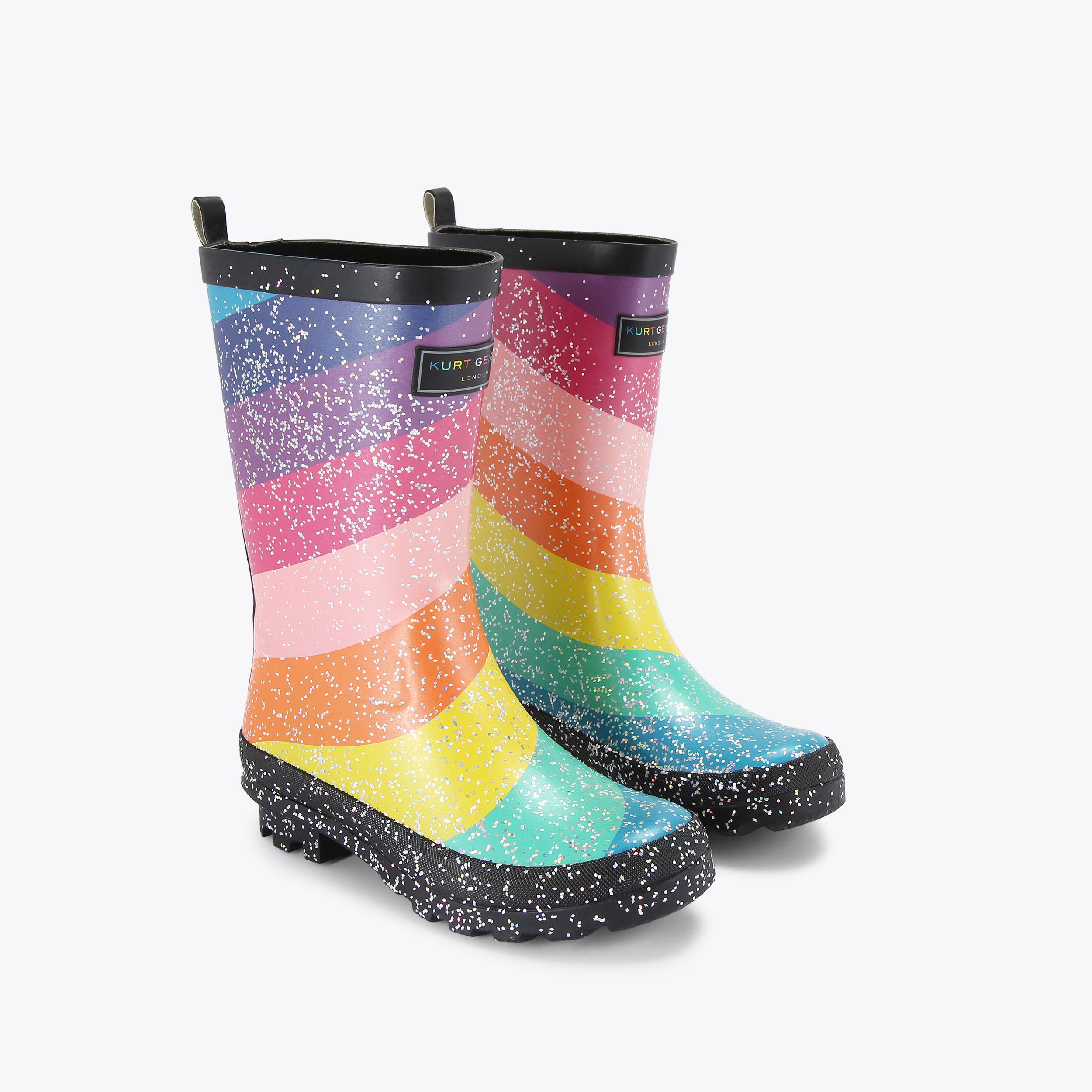 MINI SLEET LONG Rainbow Stripe Rain Boot by KURT GEIGER LONDON