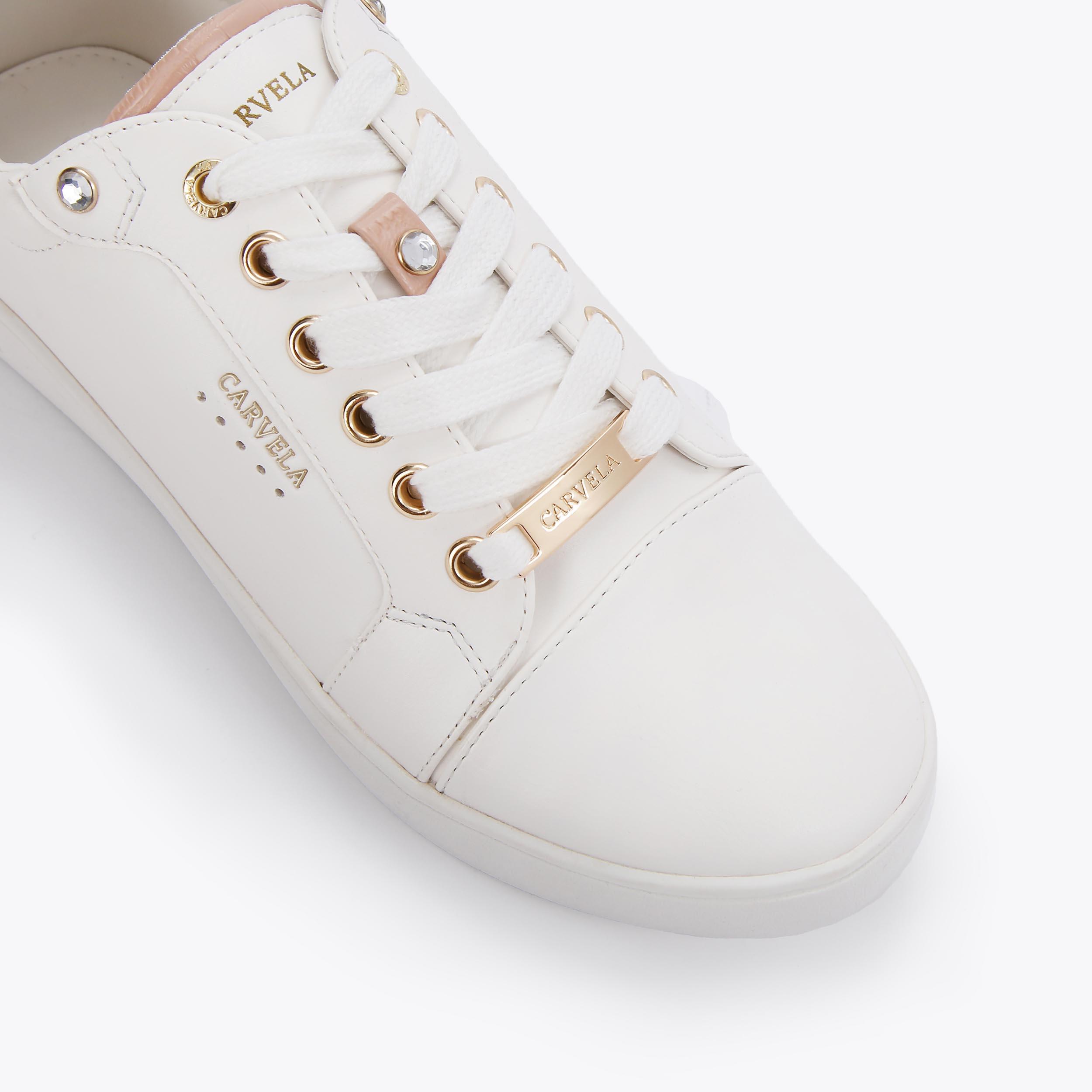 JOYFUL 2 White Gem Detail Sneakers by CARVELA