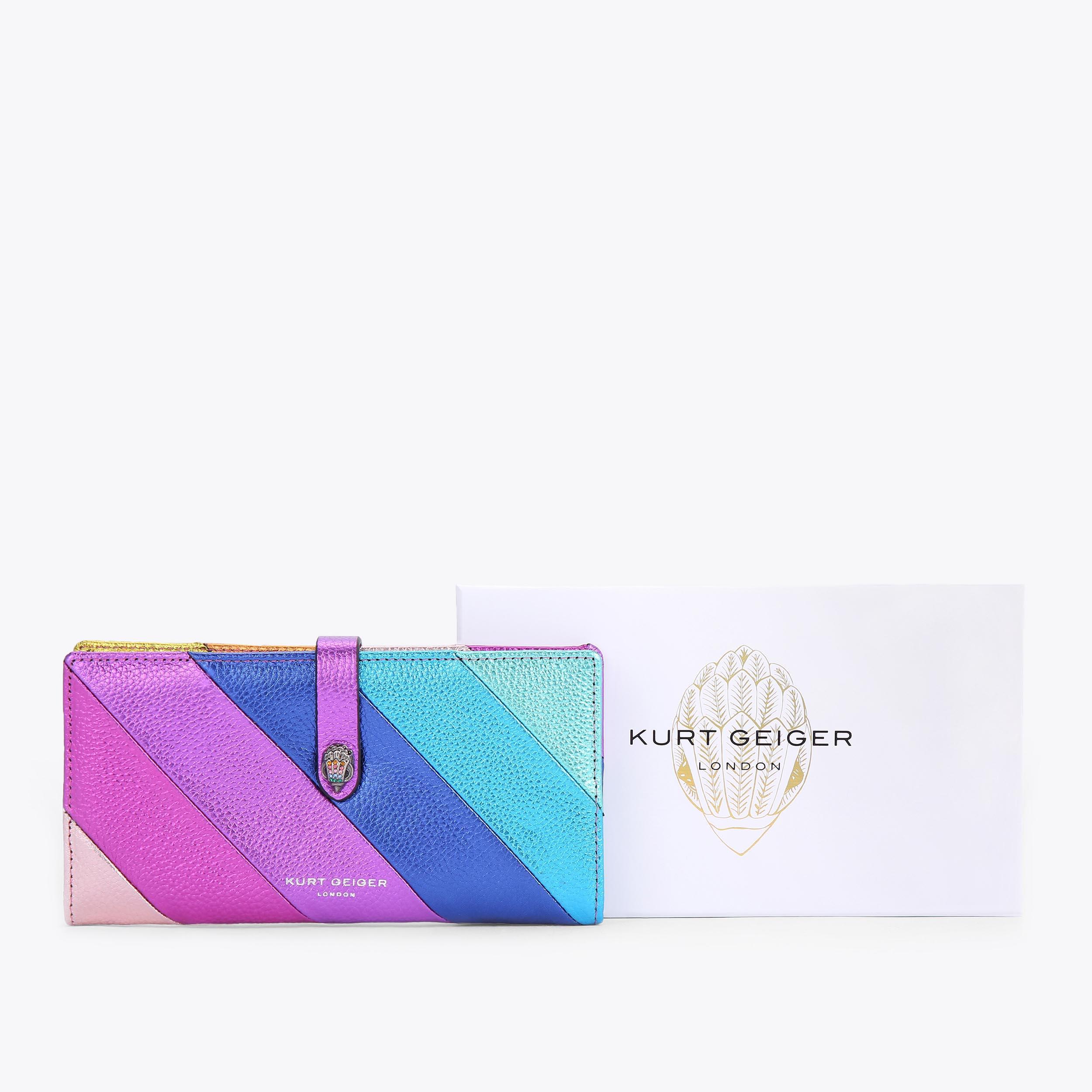 LEATHER SOFT WALLET Rainbow Leather Metallic Striped Wallet by KURT ...