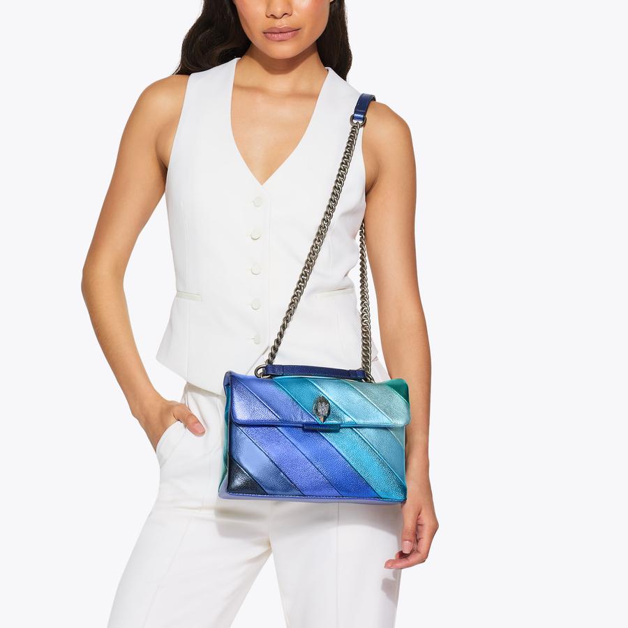 KENSINGTON LEATHER Blue Metallic Cross Body Bag by KURT GEIGER LONDON