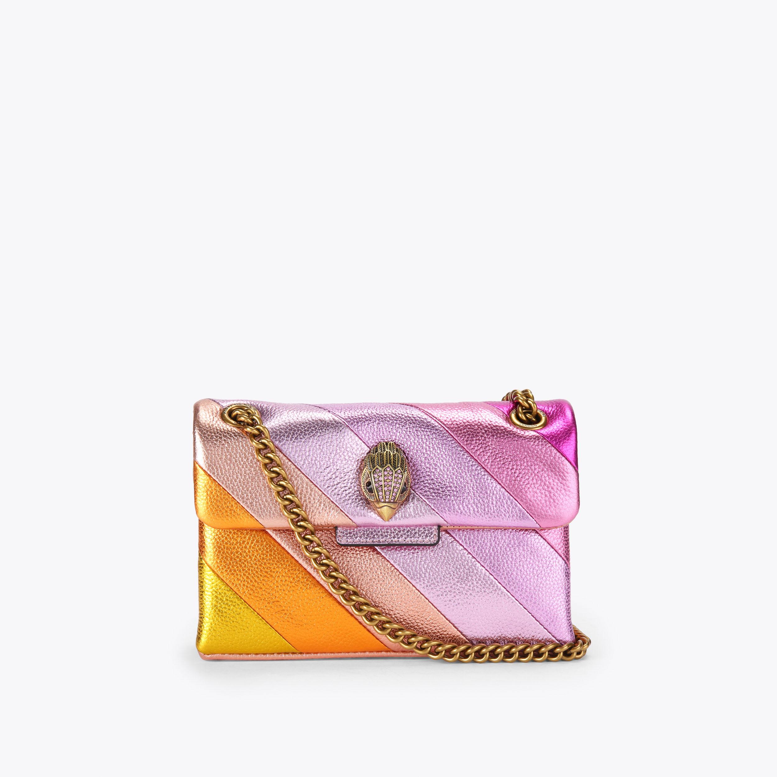 MINI KENSINGTON LEATHER Pink Stripe Leather Cross Body Bag by KURT ...