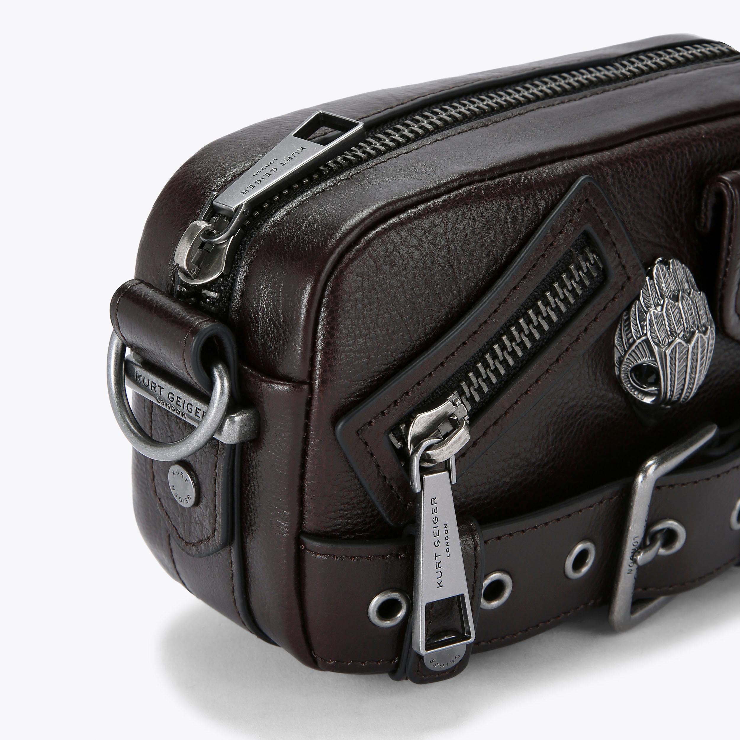 HACKNEY SM CAMERA BAG Dark Brown Camera Bag by KURT GEIGER LONDON