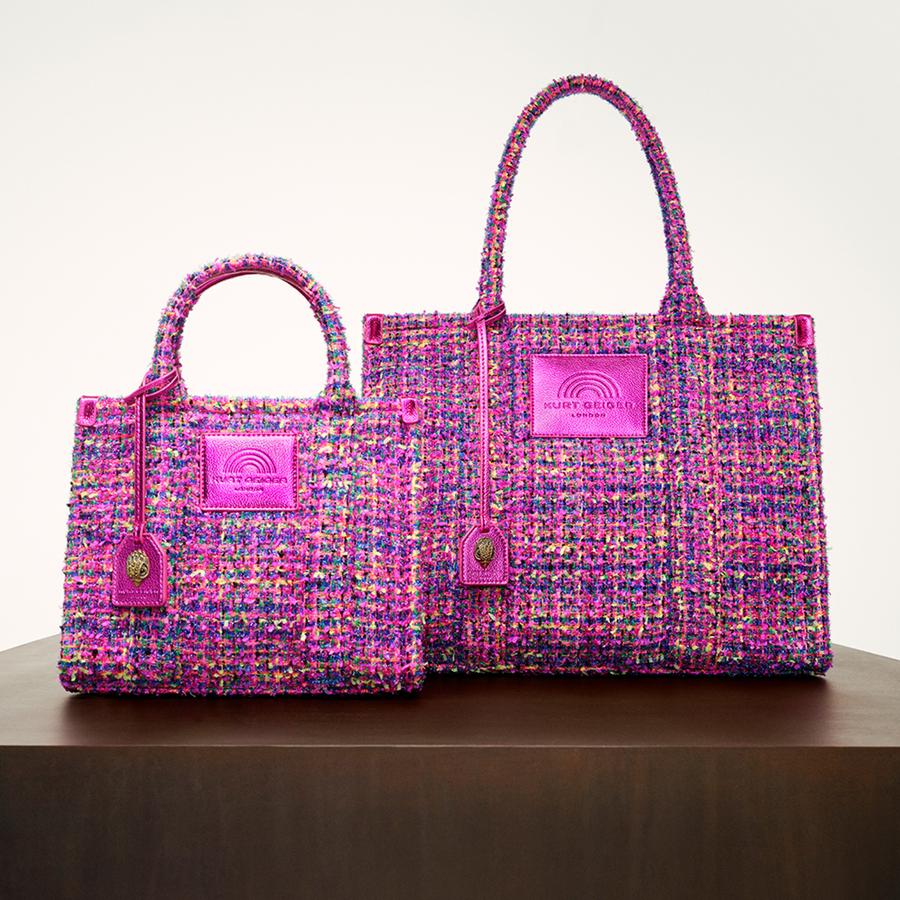 TWEED LG SOUTHBANK TOTE Pink Tweed Tote Bag by KURT GEIGER LONDON