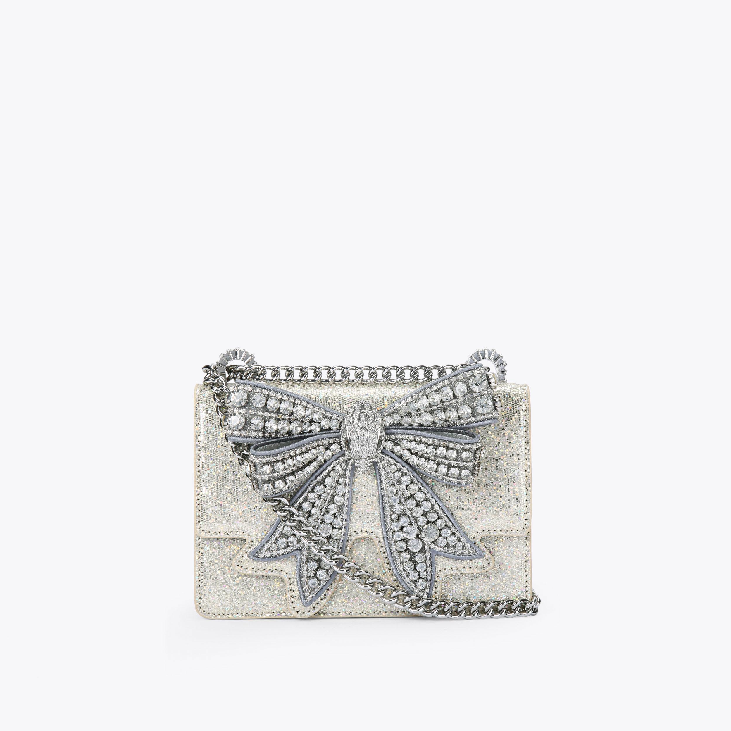 BOW SMALL SHOREDITCH Silver Cross Body Bag by KURT GEIGER LONDON