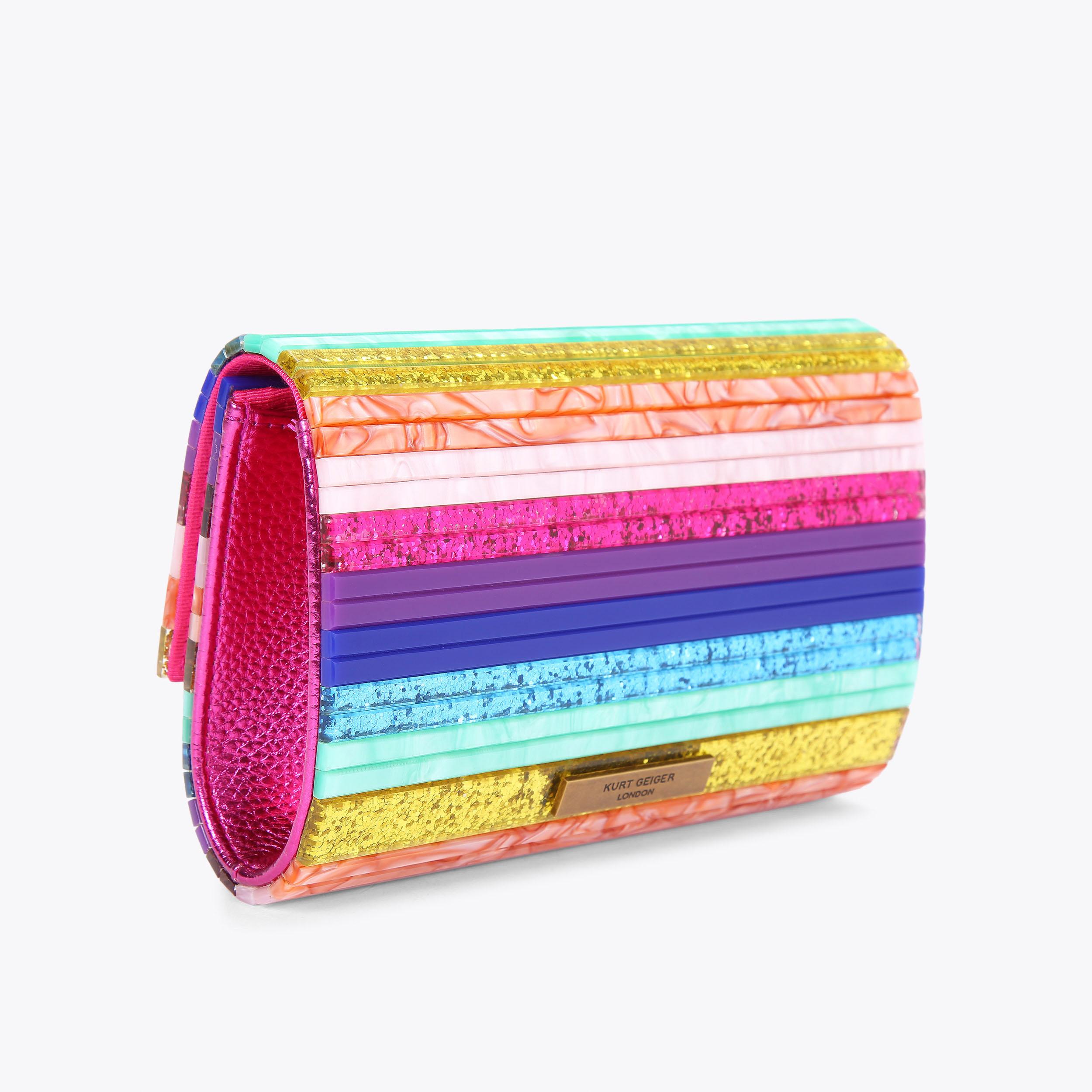 PARTY EAGLE CLUTCH Striped Acrylic Clutch Bag by KURT GEIGER LONDON
