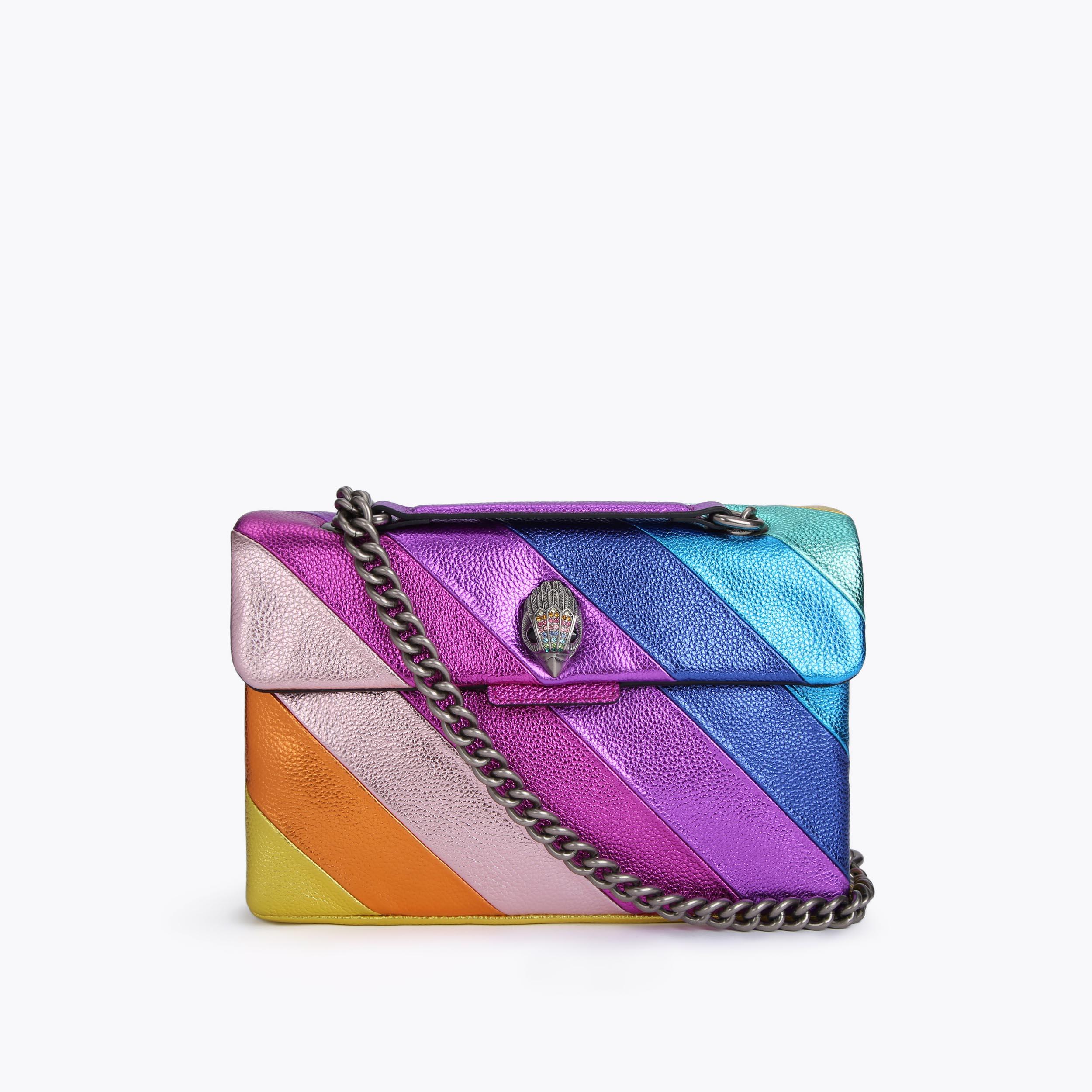 Leather Kensington Bag Leather Rainbow Metallic Shoulder Bag By Kurt Geiger London 3559