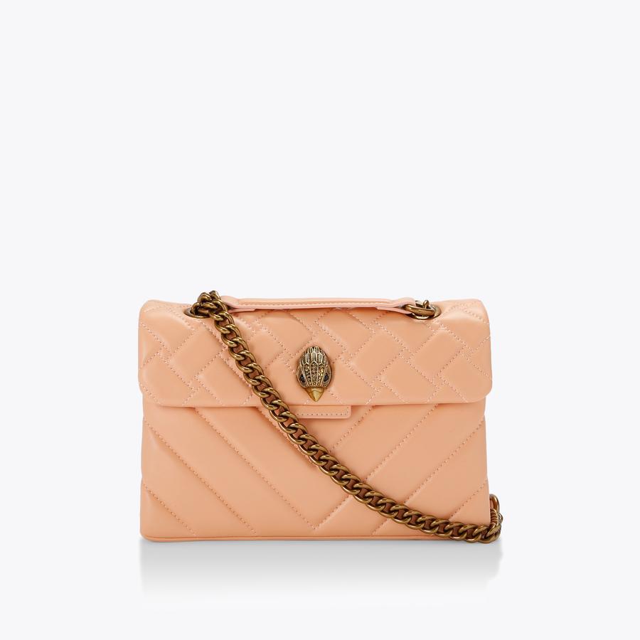 LEATHER KENSINGTON BAG Peach Leather Shoulder Bag by KURT GEIGER LONDON