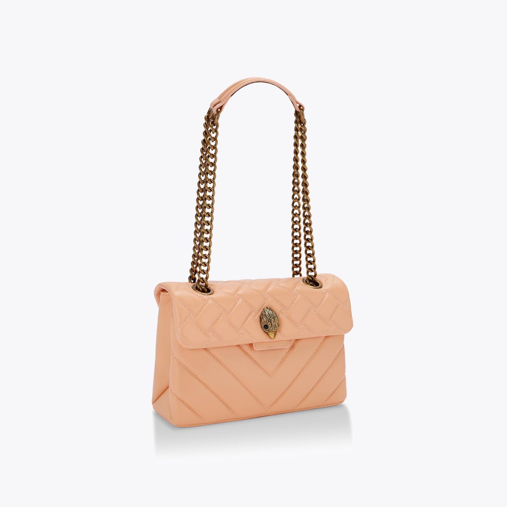 LEATHER KENSINGTON BAG Peach Leather Shoulder Bag by KURT GEIGER LONDON