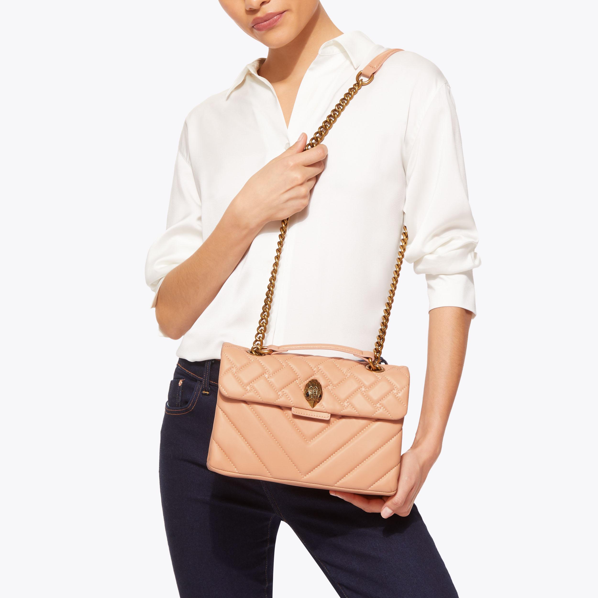 LEATHER KENSINGTON BAG Peach Leather Shoulder Bag by KURT GEIGER LONDON