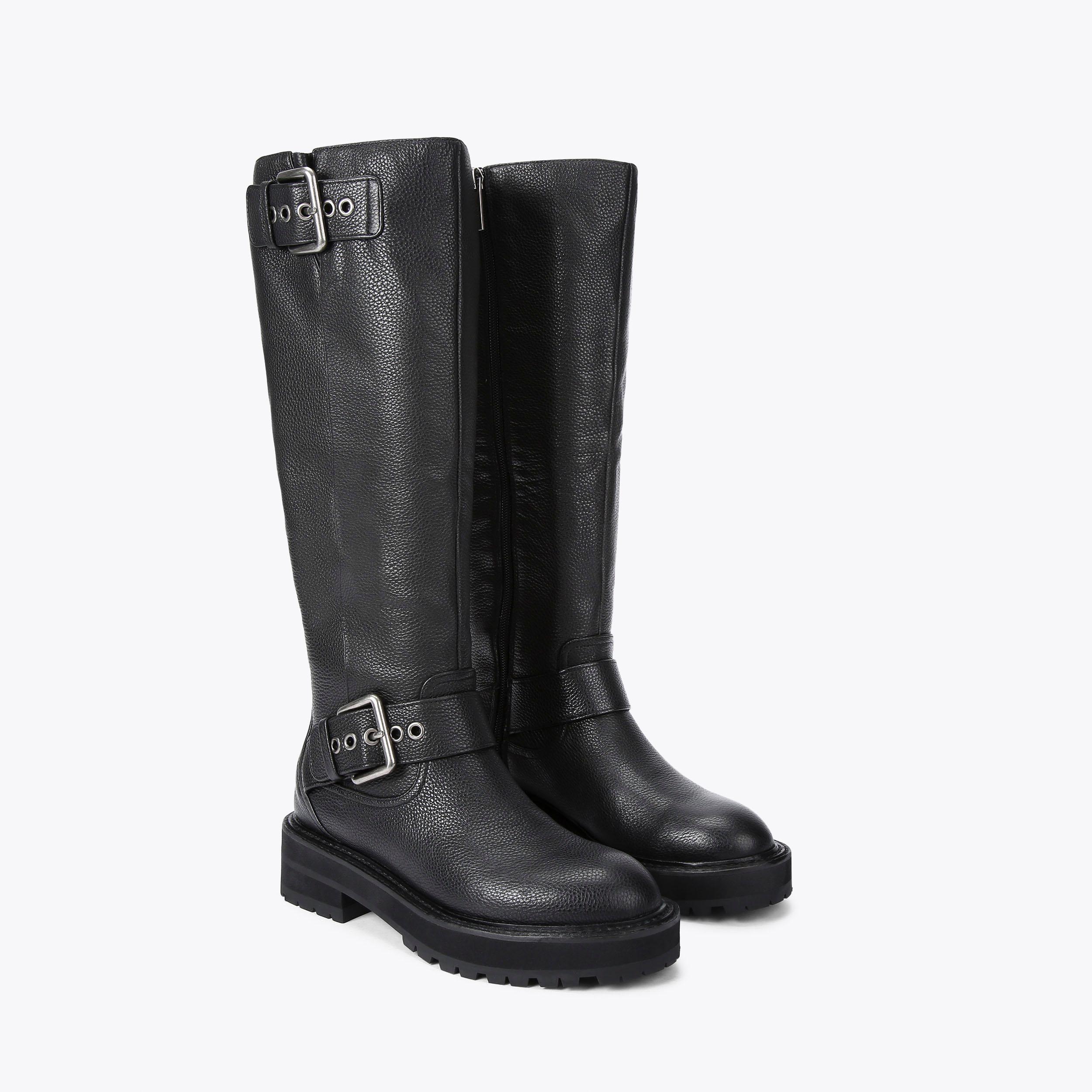 Womens flat leather boots on sale uk