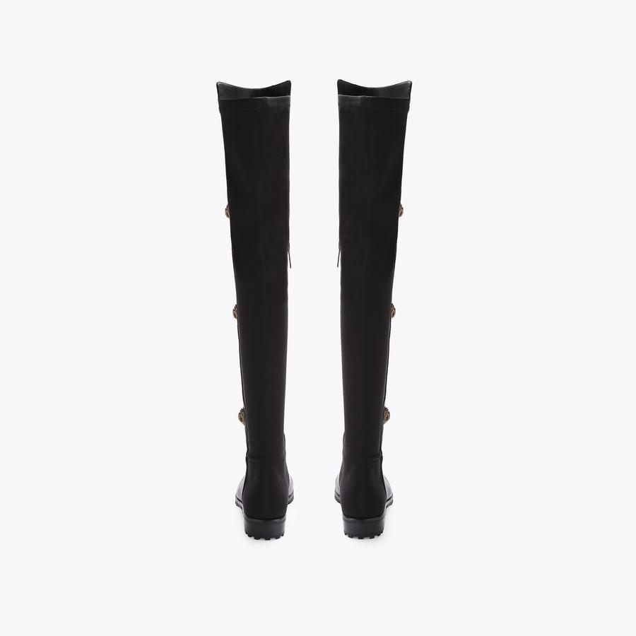 Black leather over the knee flat boots best sale