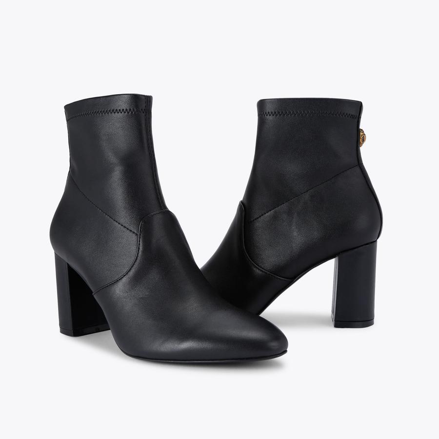 Black leather bootie heels store