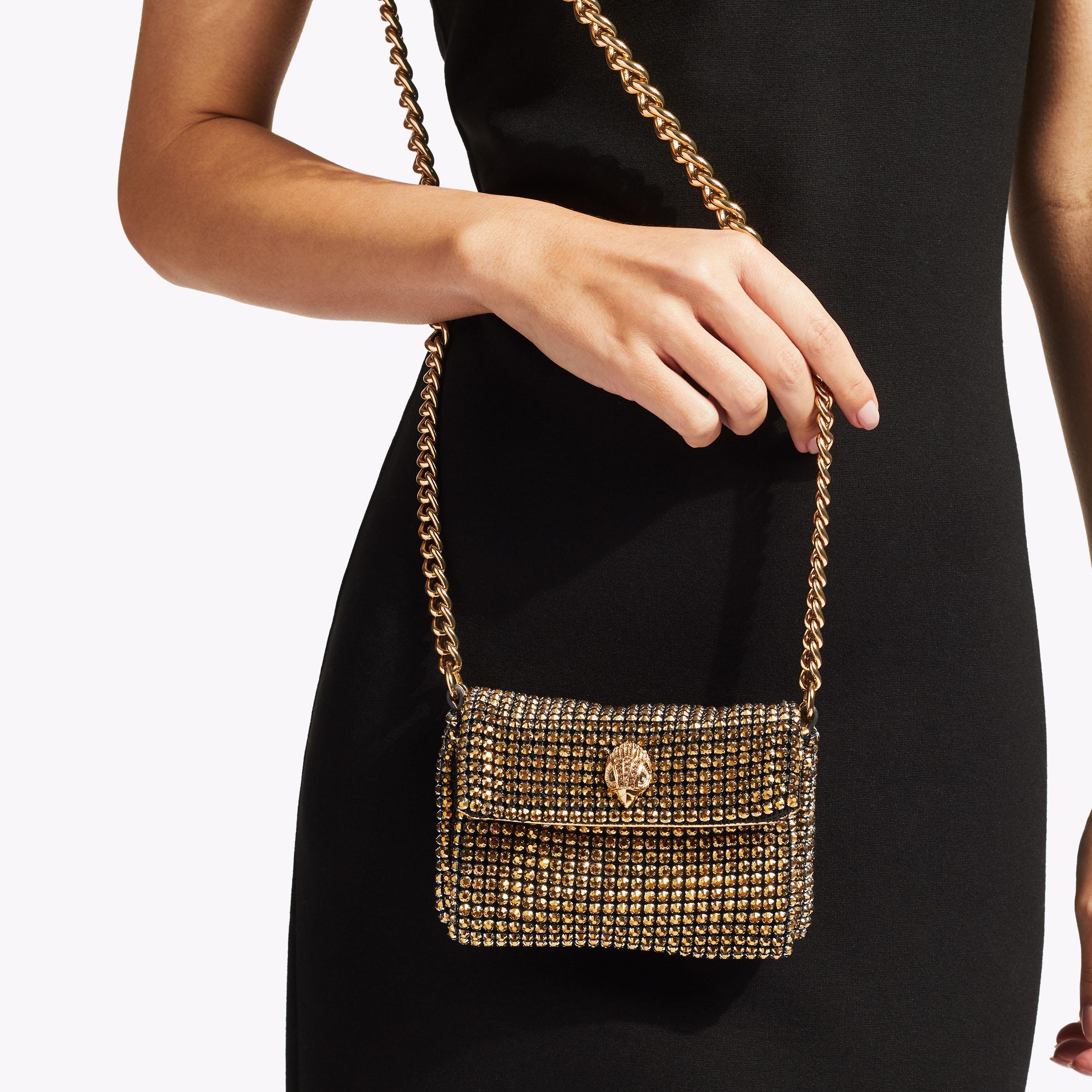 MINI PARTY XBODY BAG Gold Crystal Bag by KURT GEIGER LONDON