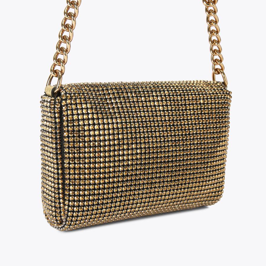 SM PARTY SHOULDER BAG Gold Shoulder Bag by KURT GEIGER LONDON