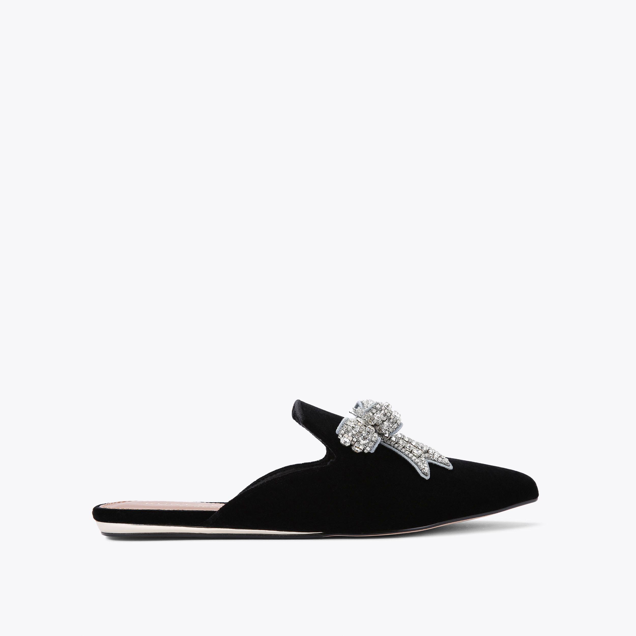 OLIVE CRYSTAL BOW Black Slip On Shoes by KURT GEIGER LONDON