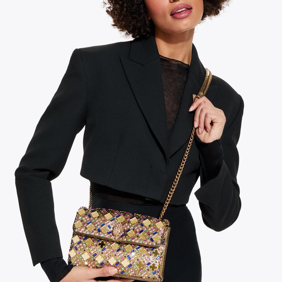 MD KENSINGTON BAG Gold Crystal Medium Shoulder Bag by KURT GEIGER LONDON MD KENSINGTON BAG Gold Crystal Medium Shoulder Bag by KURT GEIGER LONDON