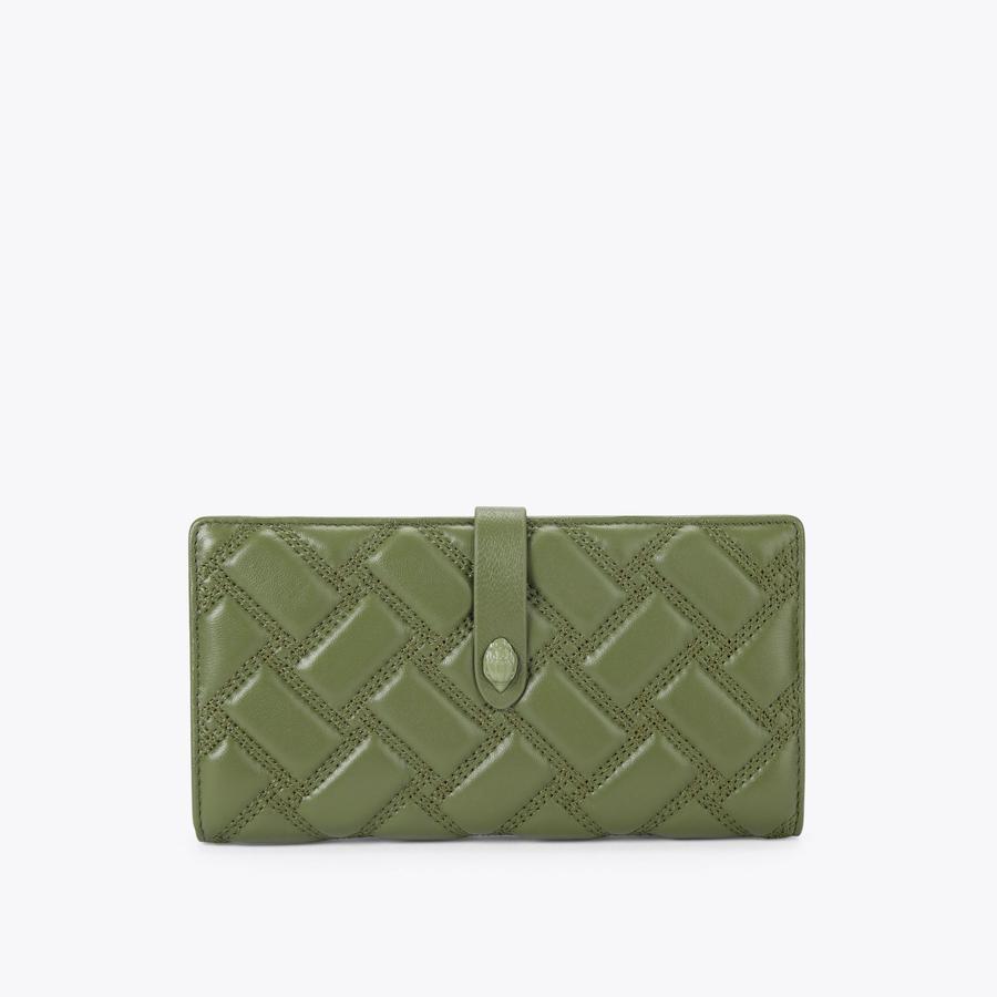 Kerry.G PSA9 63枚 LEATHER SOFT WALLET DR Khaki Long Wallet by KURT GEIGER LONDON
