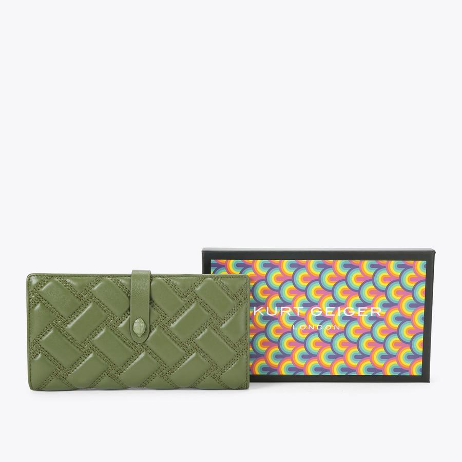 Kerry.G PSA9 63枚 LEATHER SOFT WALLET DR Khaki Long Wallet by KURT GEIGER LONDON