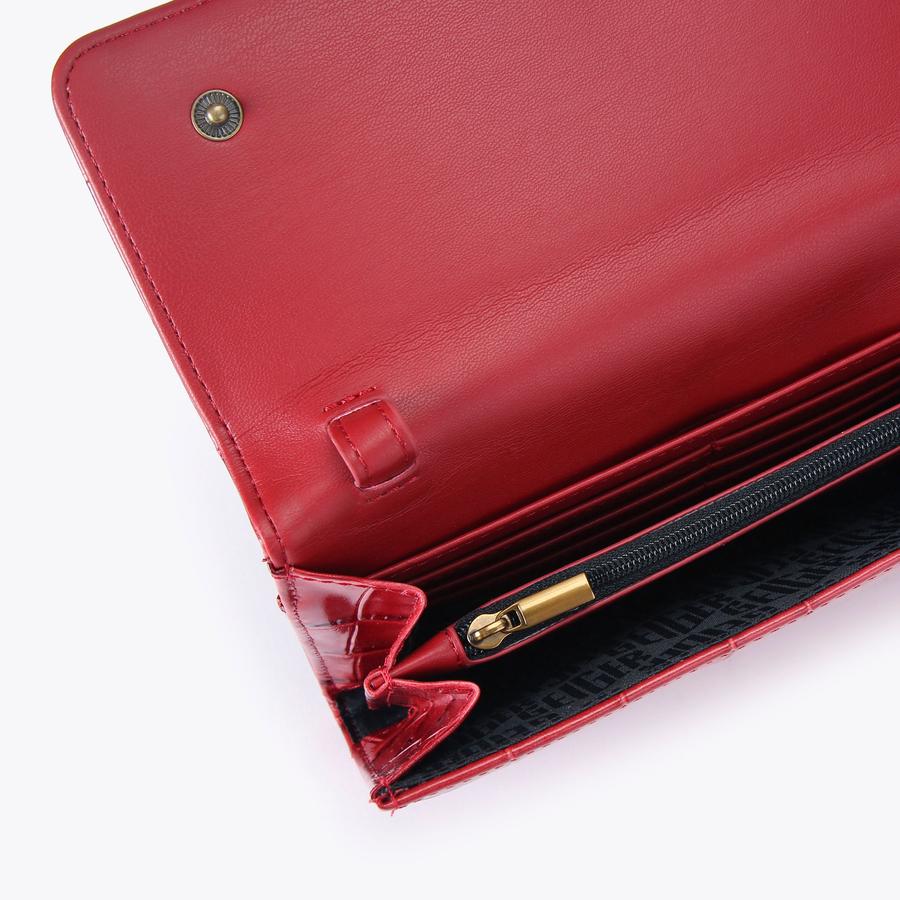 KENSINGTON CHAIN WALLET Red Croc Print Leather Chain Wallet by