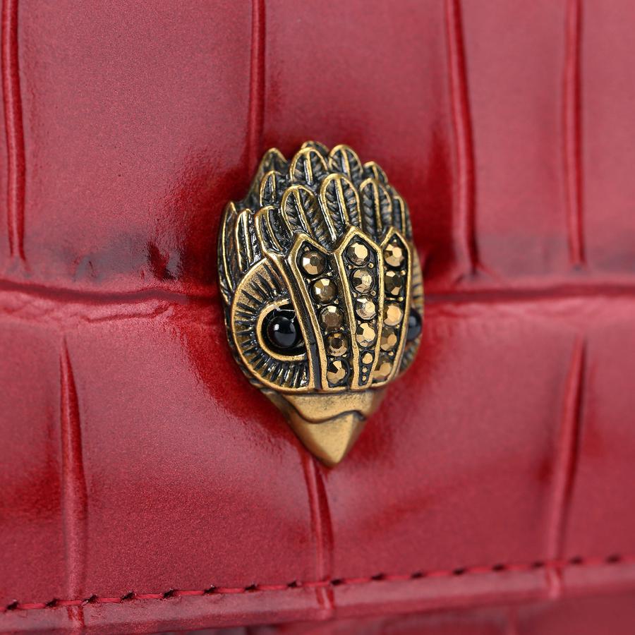 KENSINGTON CHAIN WALLET Red Croc Print Leather Chain Wallet by