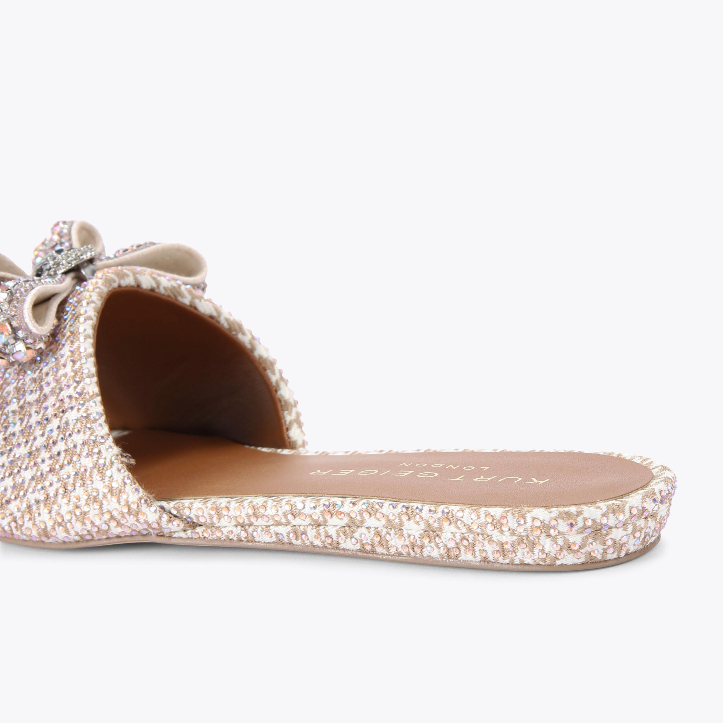 Silver Embellished Slip On Sandals
