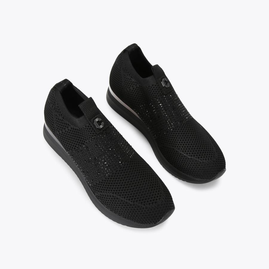 イギリス CARVELA スニーカーJANEIRO 2 TRAINER ネイビー JANEIRO 2 Black Knitted Trainer by CARVELA