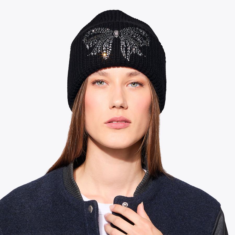 BELGRAVIA BOW BEANIE Black Bow Crystal Beanie by KURT GEIGER  display picture 1