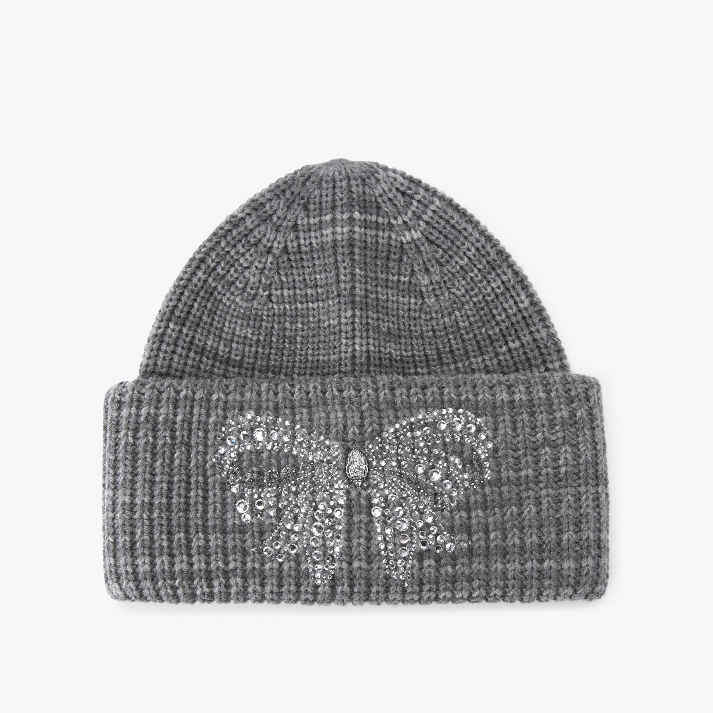 BELGRAVIA BOW BEANIE Grey Knitted Beanie by KURT GEIGER LONDON display picture 1
