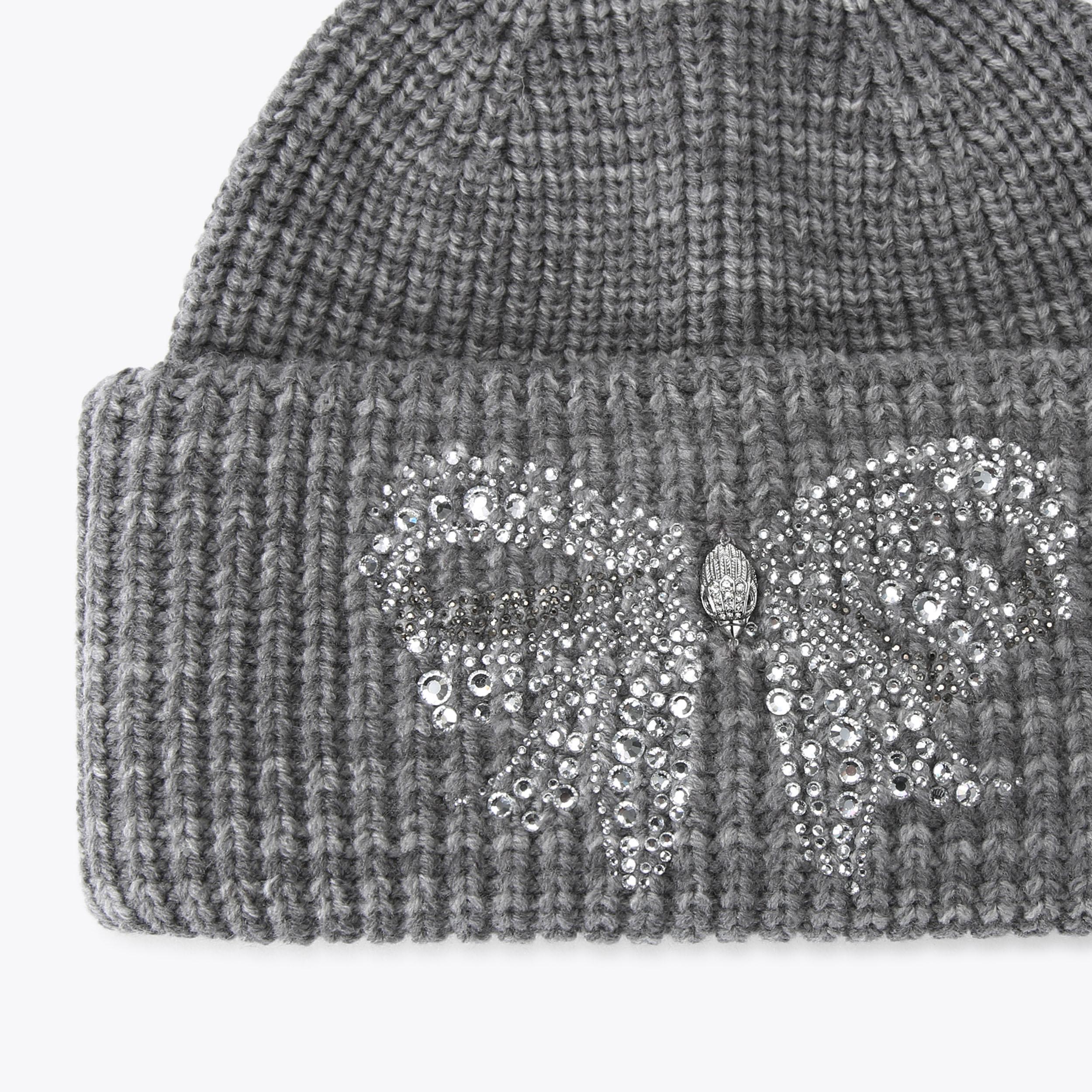 BELGRAVIA BOW BEANIE Grey Knitted Beanie by KURT GEIGER LONDON