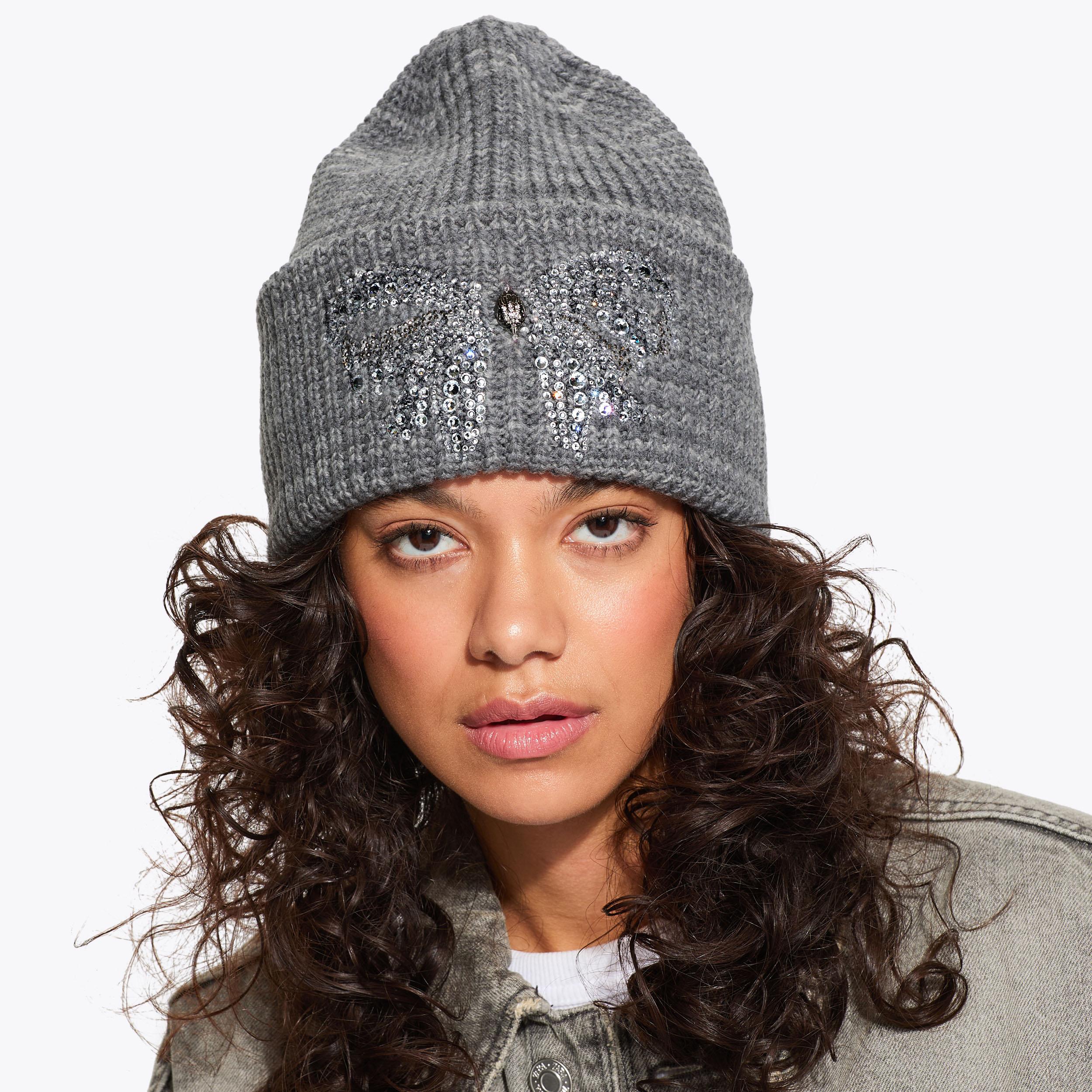 Kurt Geiger Micro Bow Beanie BELGRAVIA BOW BEANIE Grey Knitted Beanie by KURT GEIGER LONDON main image 4