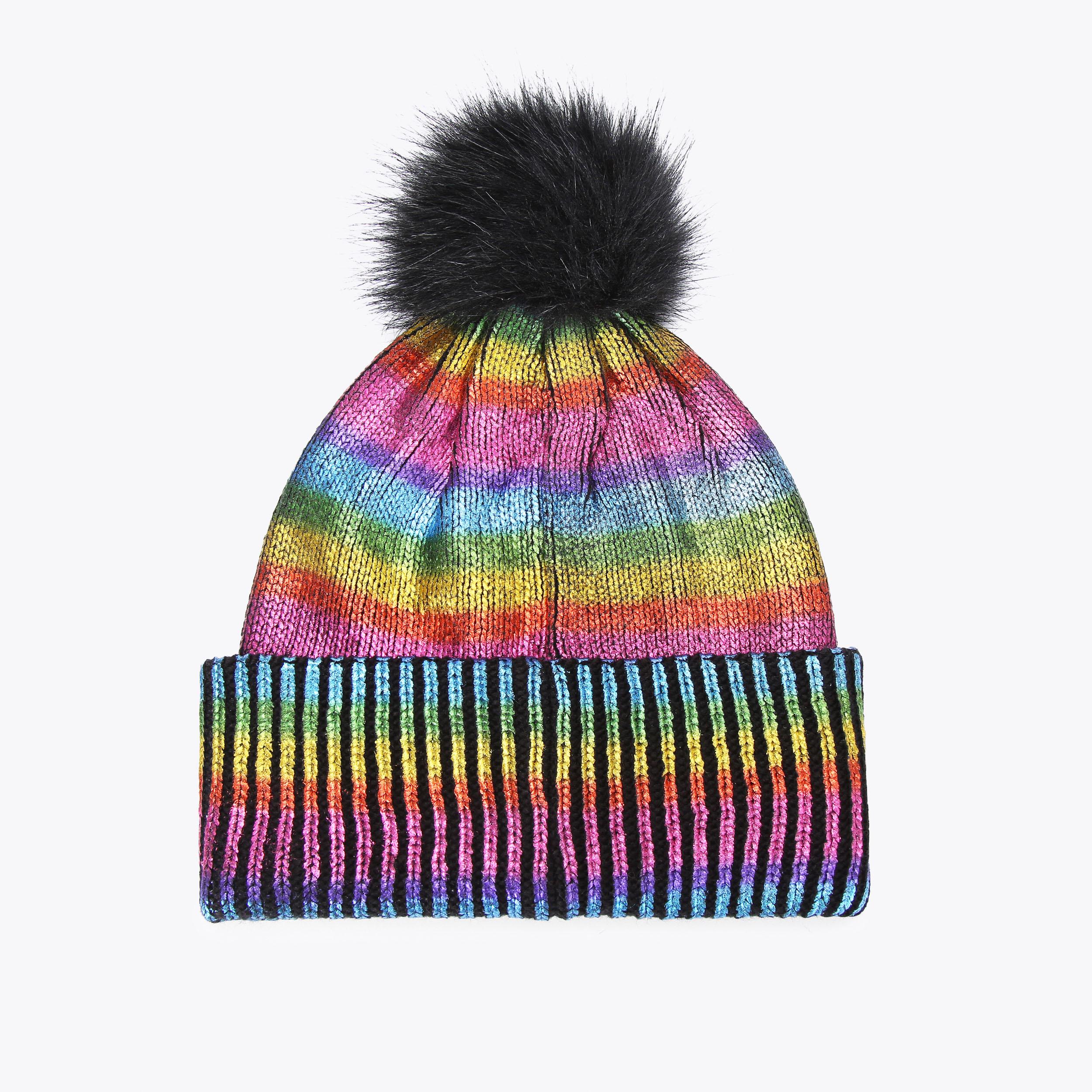 METALLIC RIB BEANIE Rainbow Metallic Beanie by KURT GEIGER LONDON