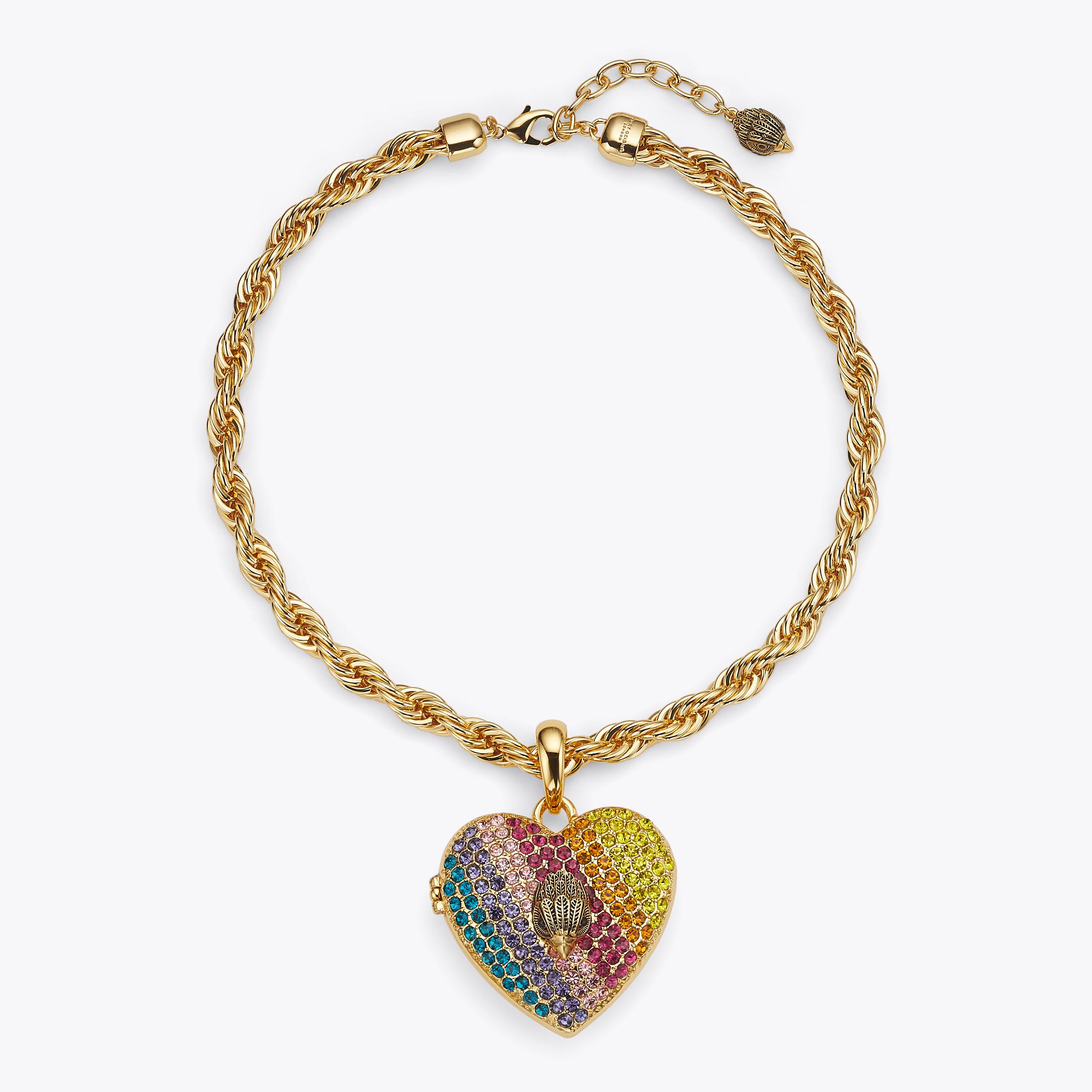 XL HEART LOCKET Large Heart Rainbow Locket Necklace by KURT GEIGER LONDON