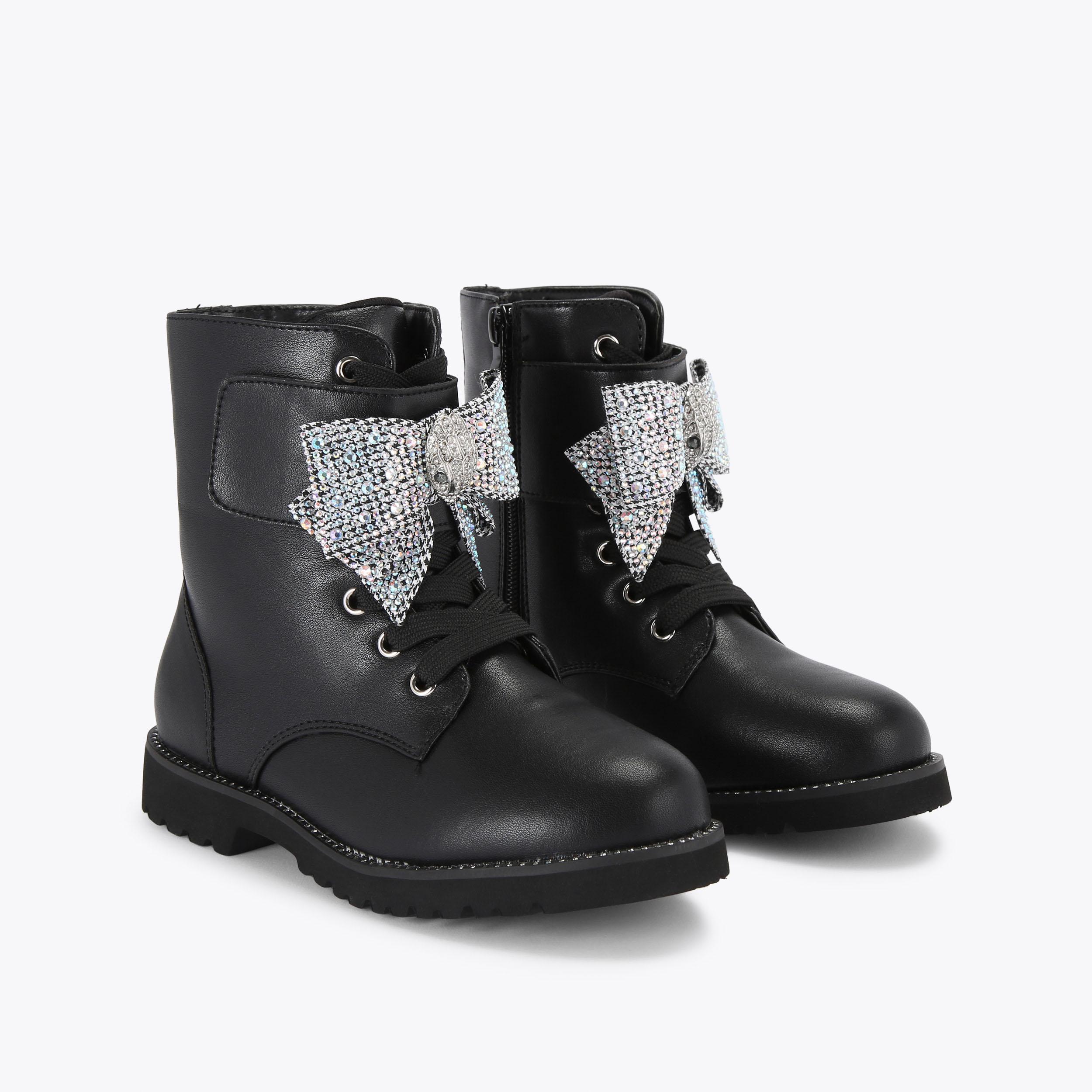 Black bow boots hotsell