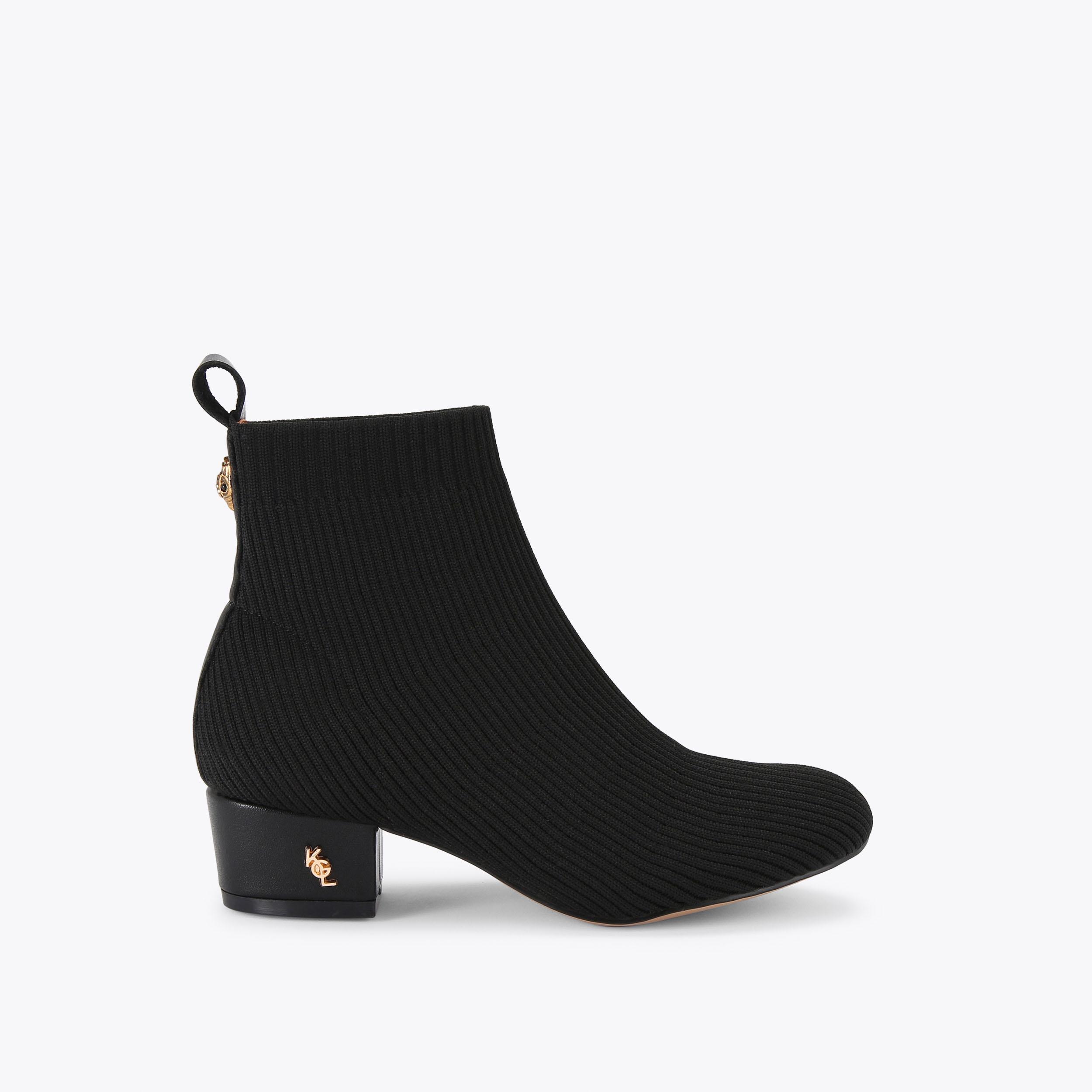 MINI ELMER Black Knitted Sock Boot by KURT GEIGER LONDON