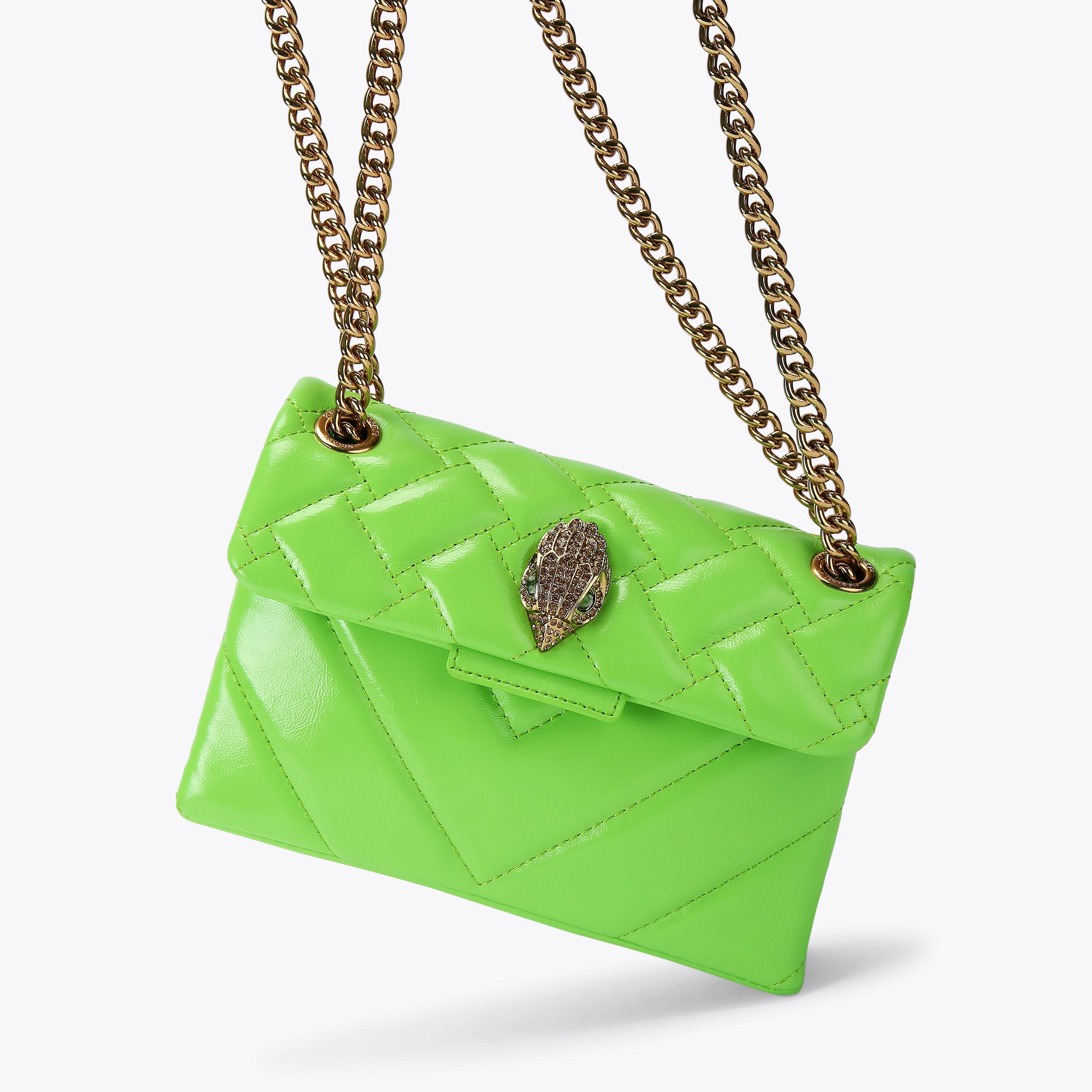 LEATHER MINI KENSINGTON Lime Green Cross Body Bag by KURT GEIGER LONDON
