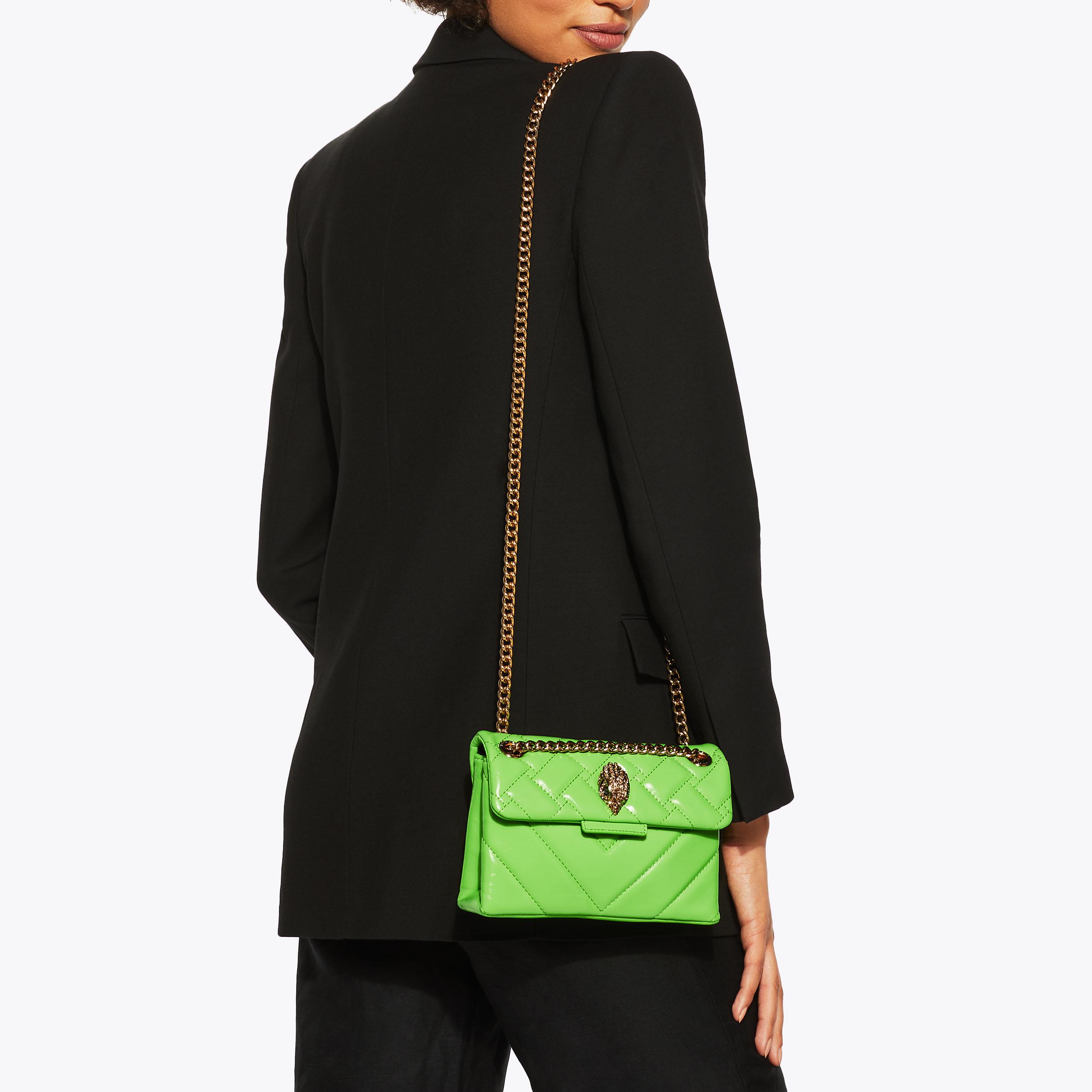 LEATHER MINI KENSINGTON Lime Green Cross Body Bag by KURT GEIGER LONDON