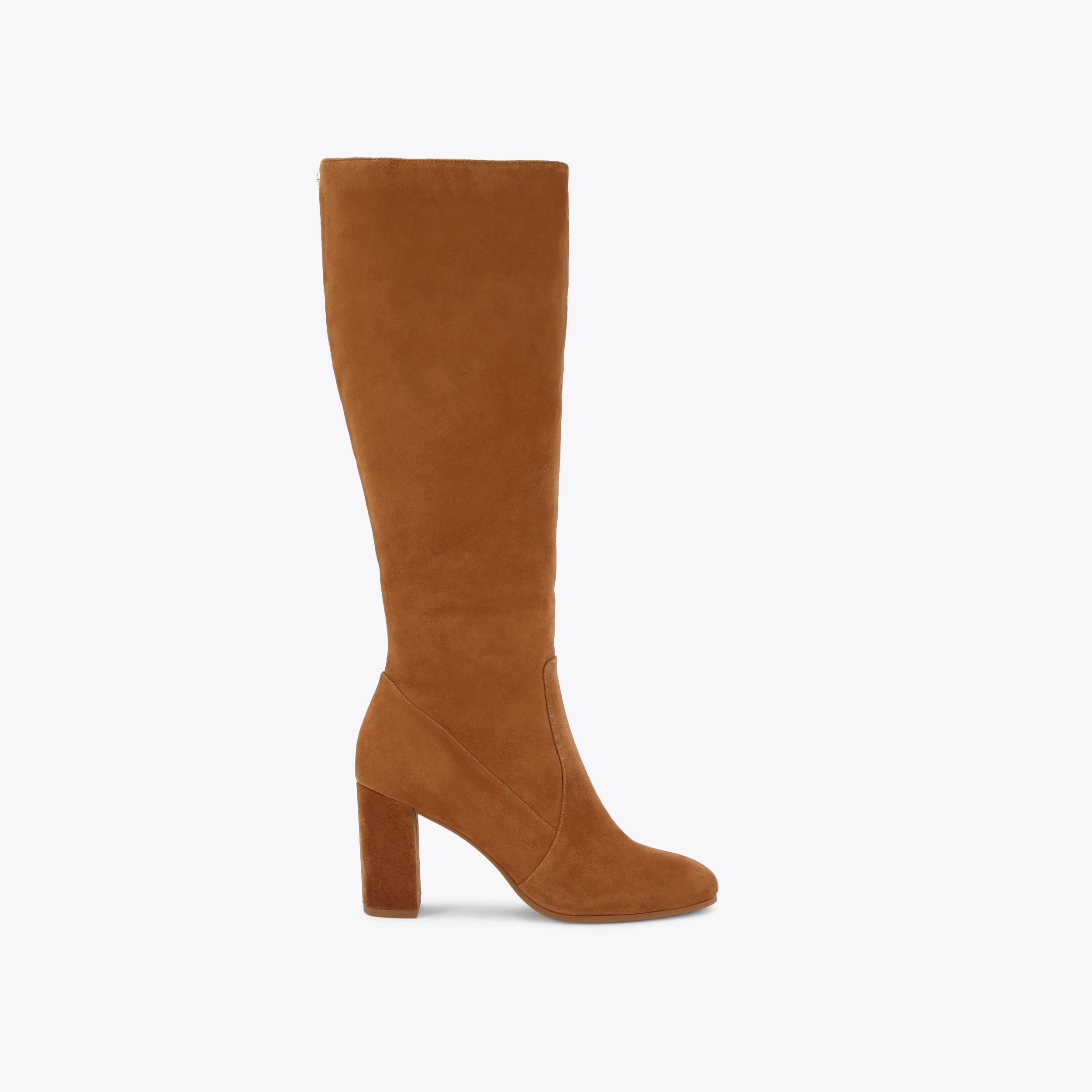 POSE KNEE HIGH Tan Suede Knee High Boot by CARVELA