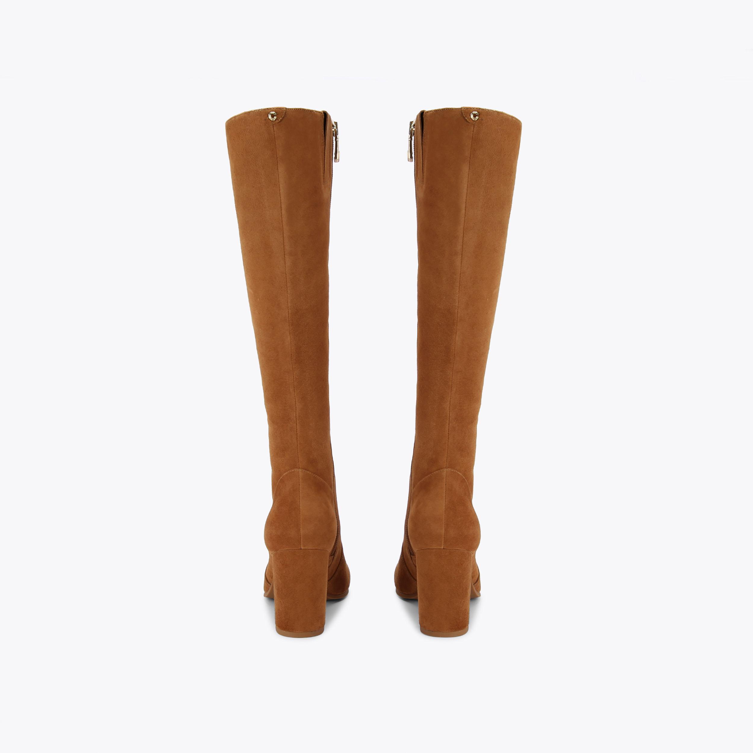 POSE KNEE HIGH Tan Suede Knee High Boot by CARVELA