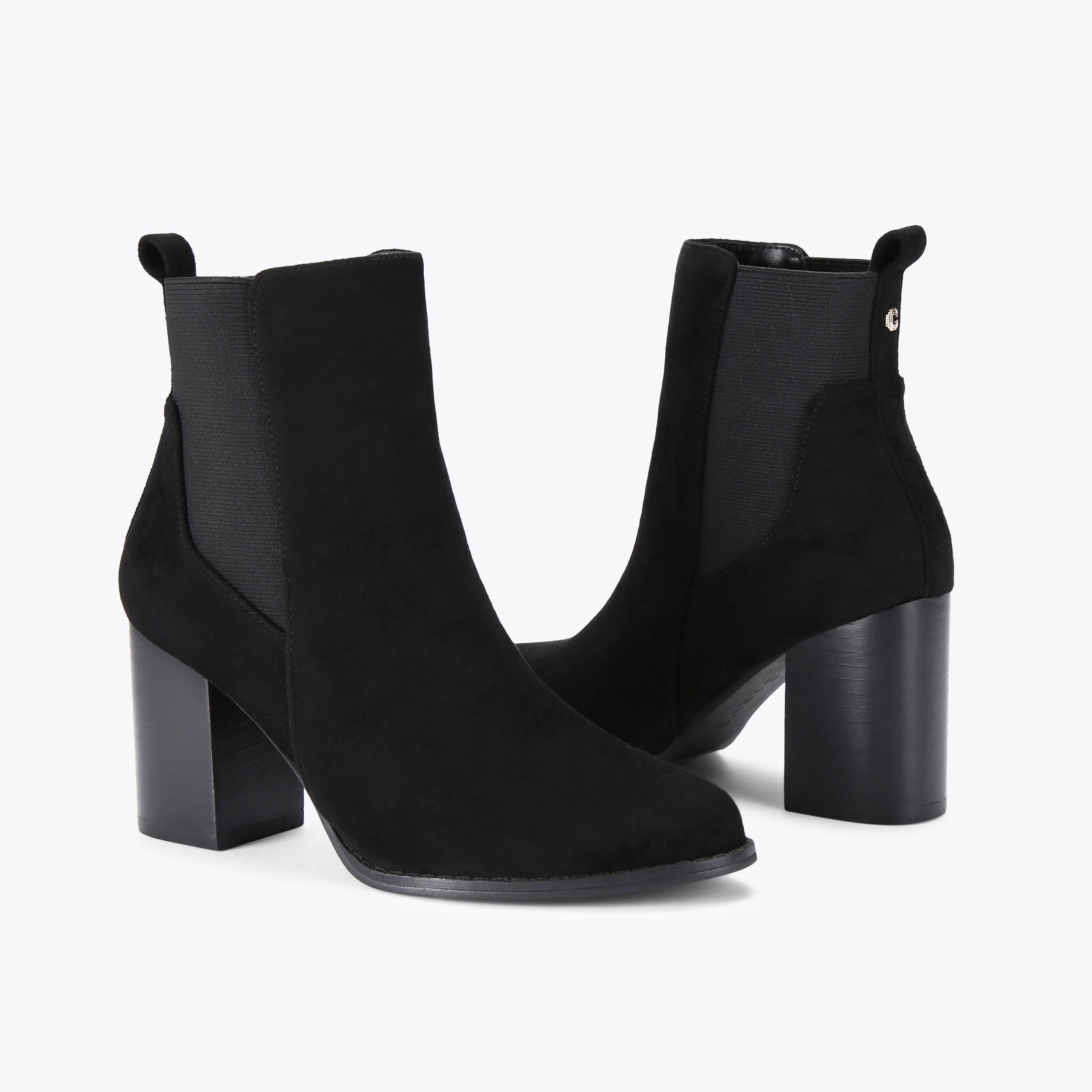 Toodle Chelsea Black Microsuede Heel Boots By Carvela 1475