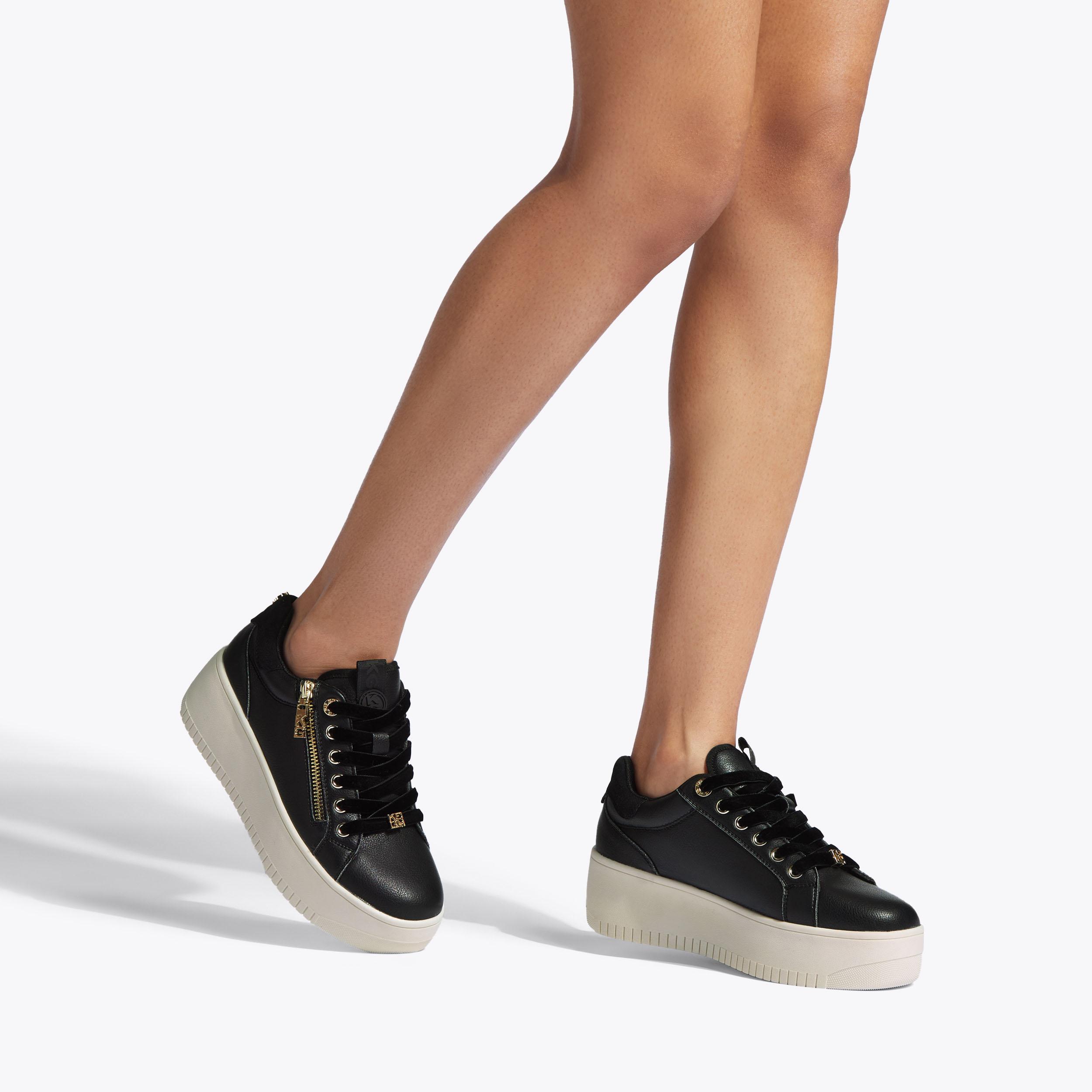 LESLIE SIDE ZIP Black Chunky Trainers by KG KURT GEIGER