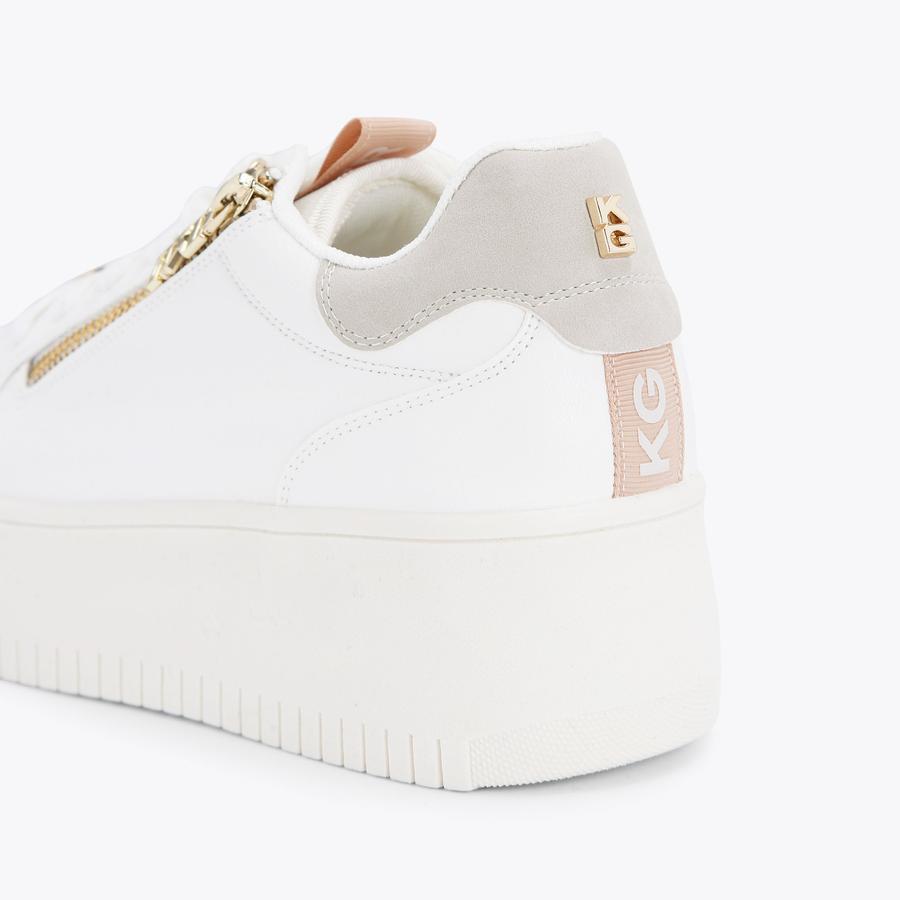 LESLIE SIDE ZIP Zip White Trainer by KG KURT GEIGER