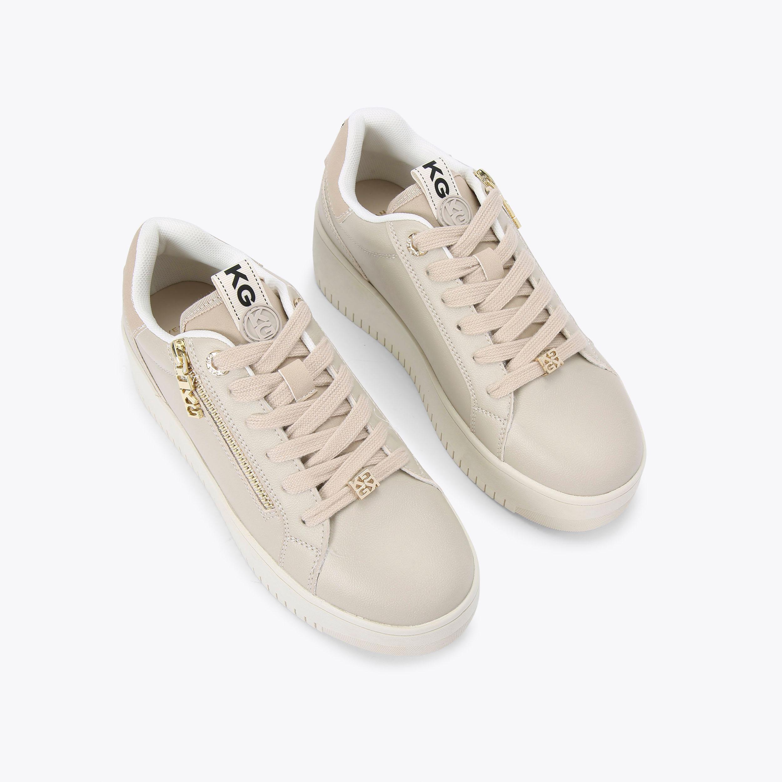 LESLIE SIDE ZIP Taupe Trainers by KG KURT GEIGER