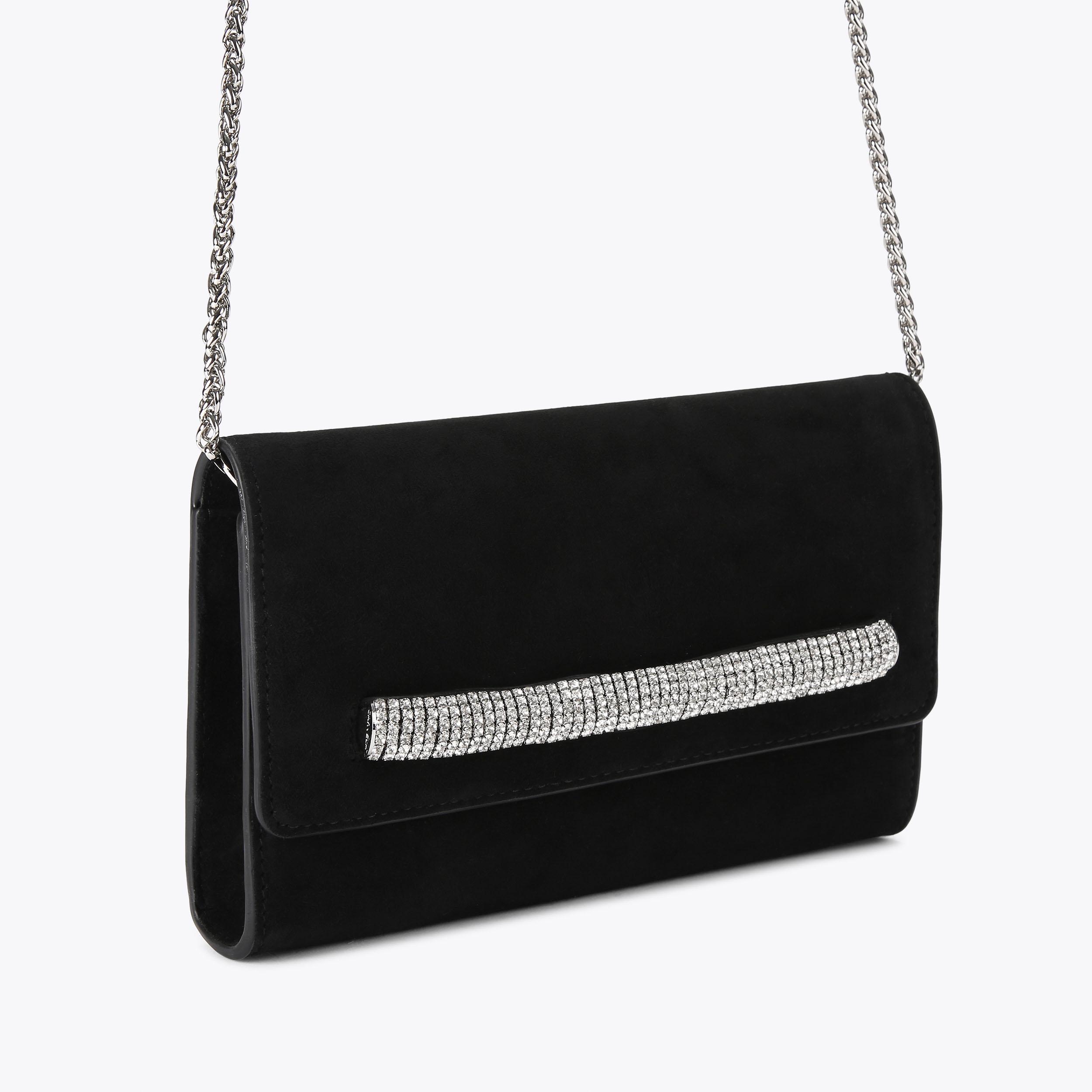 AMALFI CLUTCH Black Suede Clutch Bag by CARVELA