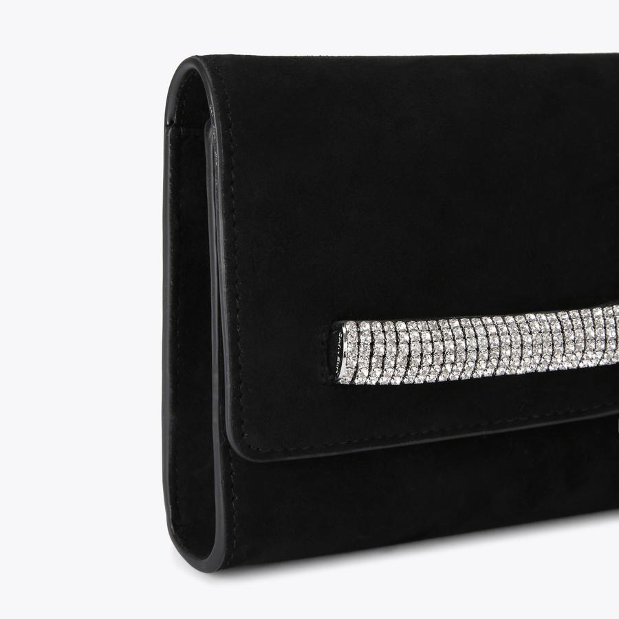 AMALFI CLUTCH Black Suede Clutch Bag by CARVELA